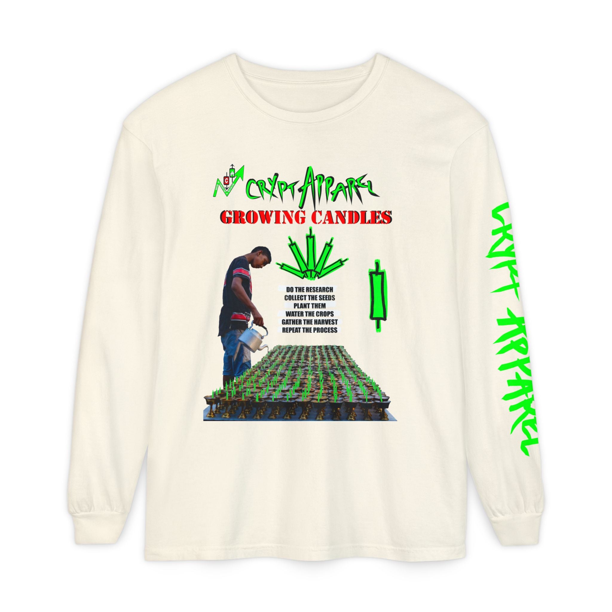 Growing Candles Long Sleeve Tee — "Crypt Apparel" Nurturing Growth