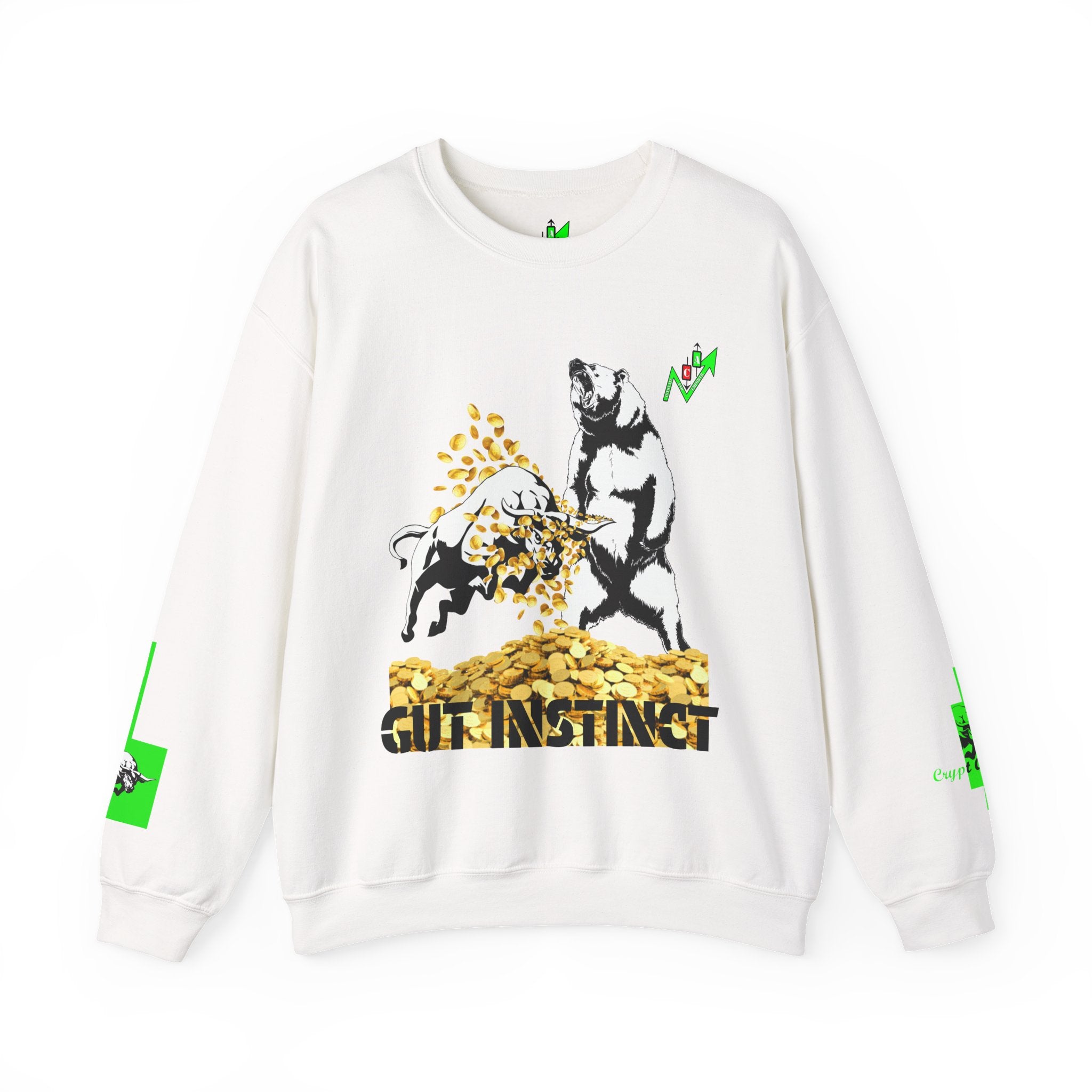 Gut Instinct Bull vs Bear Crypto Crewneck - Slay The Bears Market Sweatshirt
