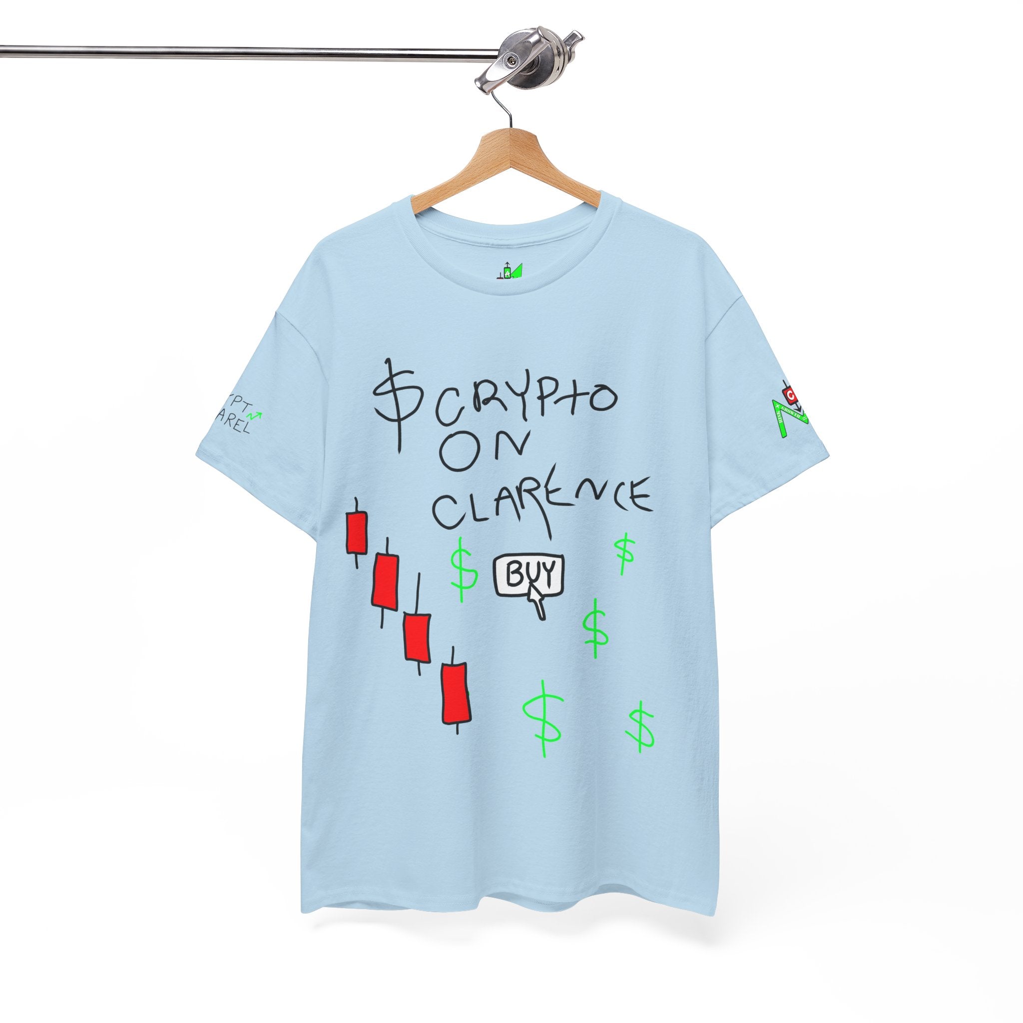 Crypto on Clarence Tee — "Crypt Apparel" / "crypto illiterate" Graphic Shirt