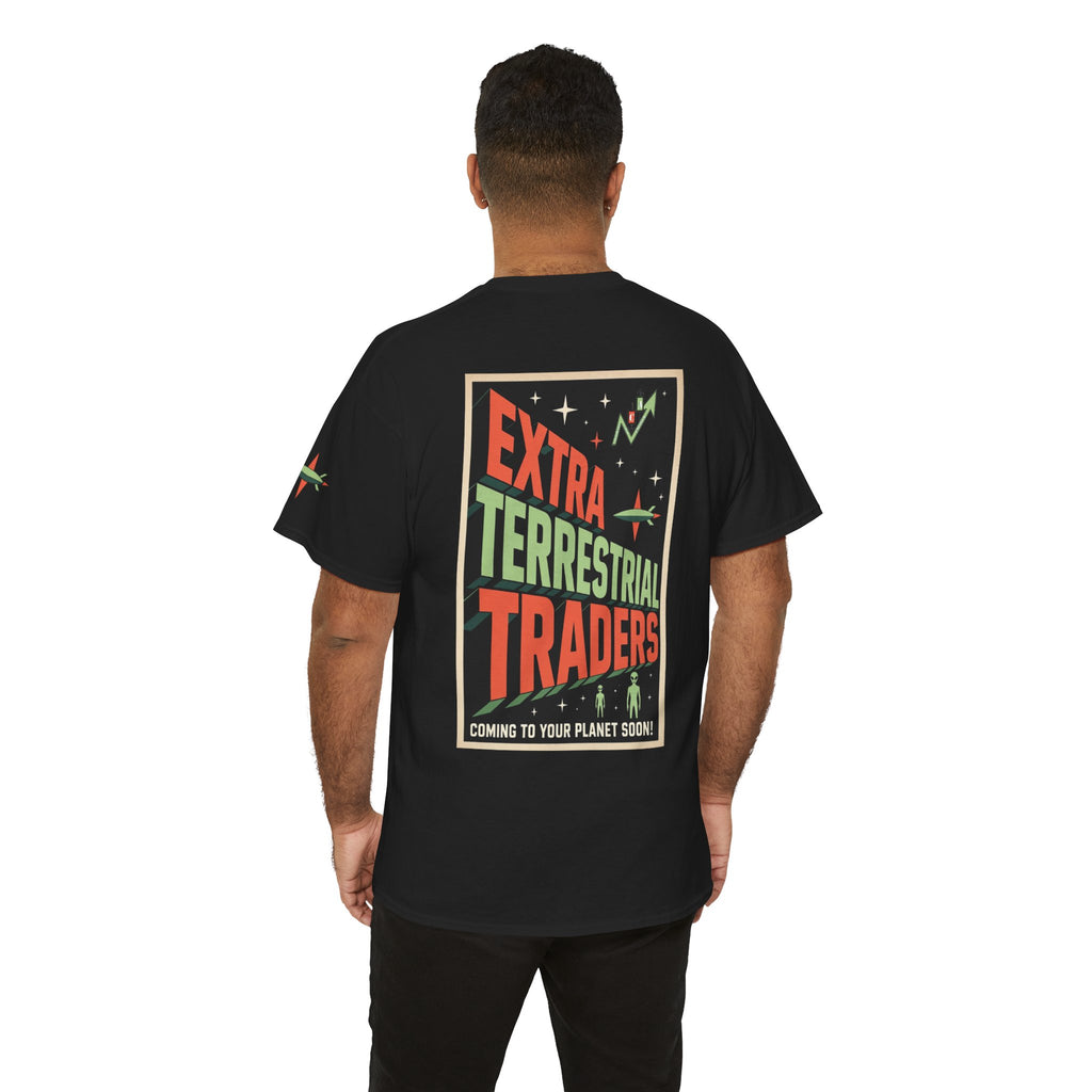 Extra Terrestrial Traders Crypto Graphic Tee — Retro Alien Poster Shirt