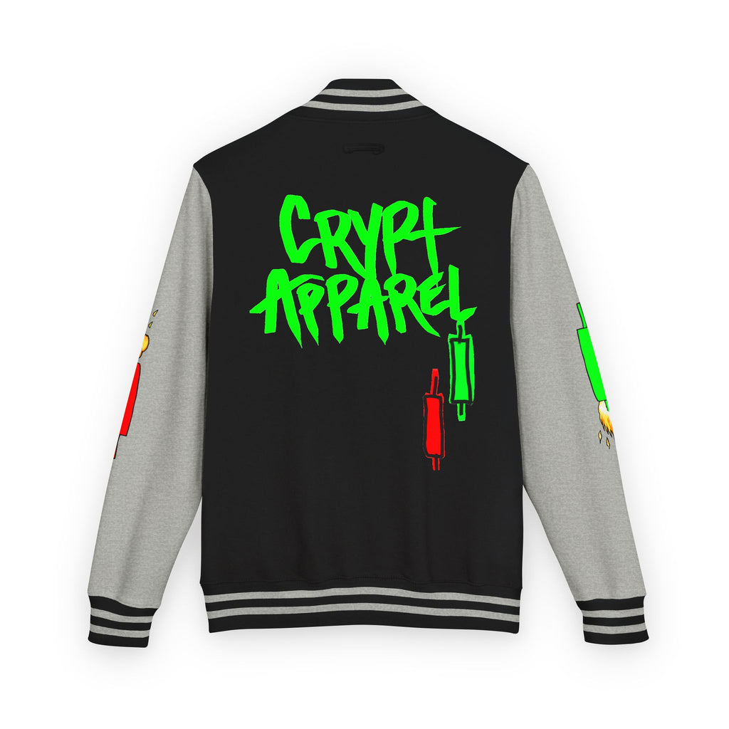 Crypt Apparel Letterman Jacket — 'Crypto Trader' Neon Graffiti Varsity Jacket