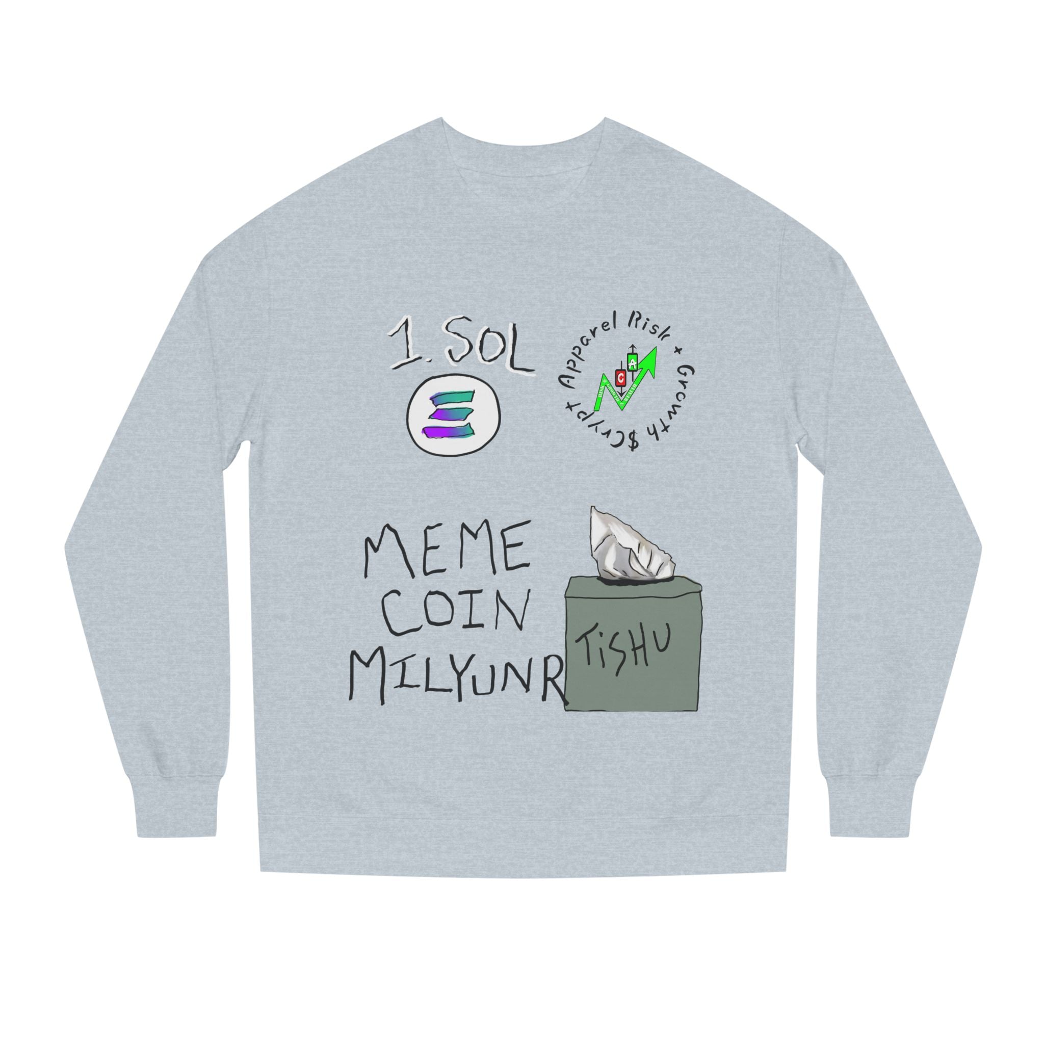Meme Coin Millionaire Crewneck Sweatshirt — 'Crypt Apparel' Crypto Design