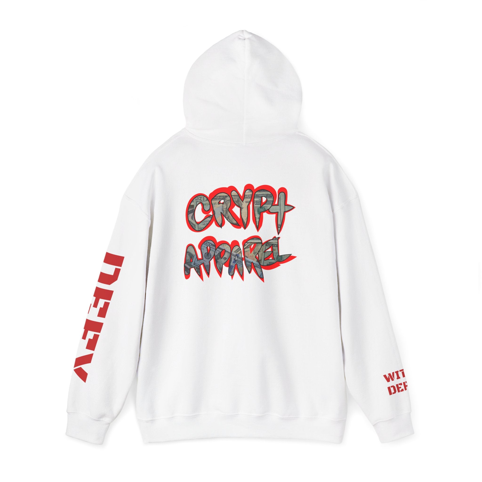 Defy With DeFi Crypto Inspired Hoodie | Crypt Apparel Graffiti Style hooded sweatshirt