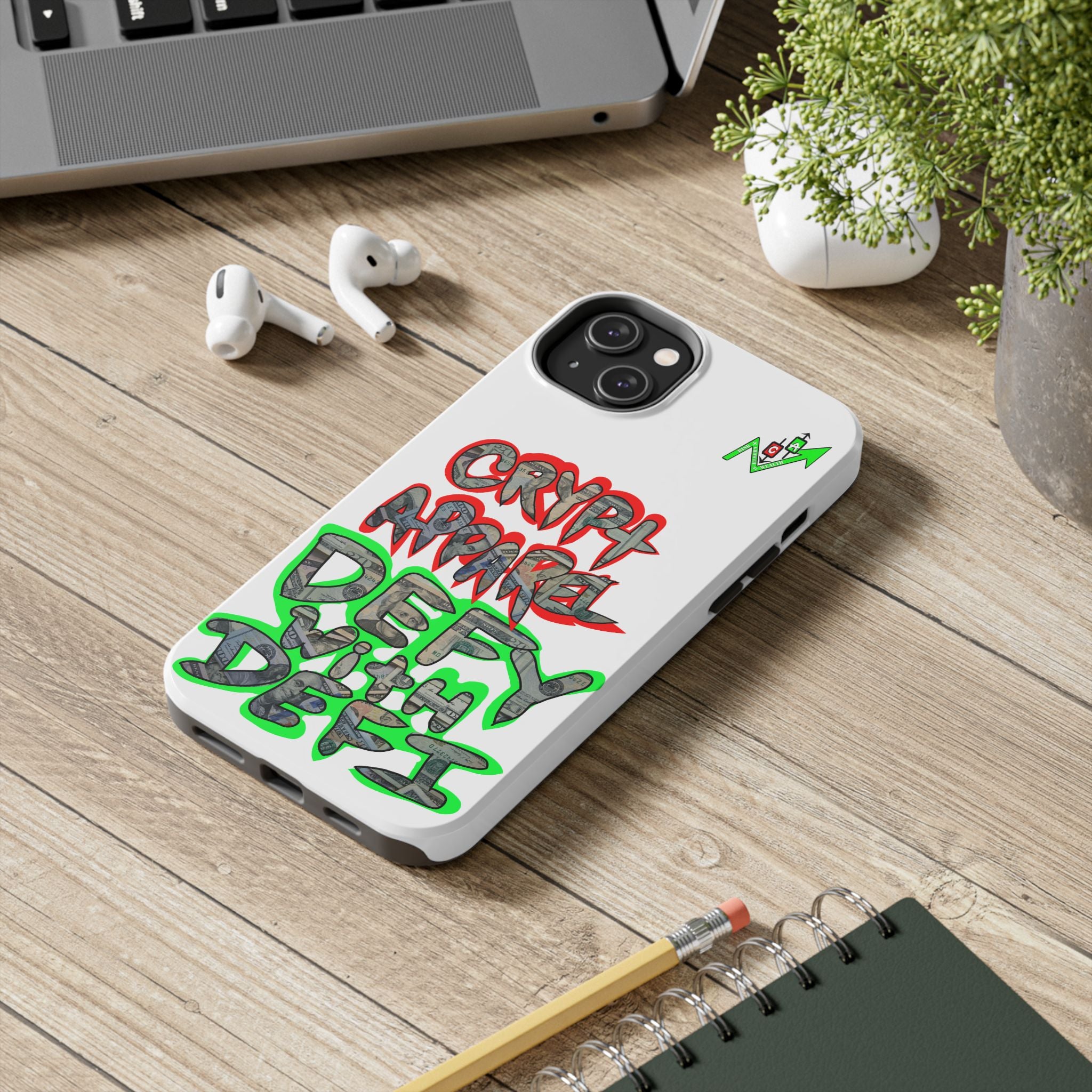 DEFY with DEFI Tough Phone Case — "Crypt Apparel: "Money" Graffiti Crypto Design