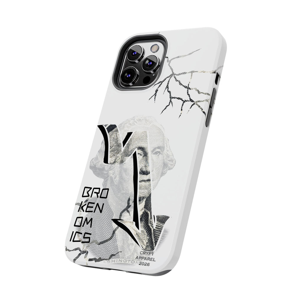 Brokenomics Crypto Tough Phone Case — 'Crypt Apparel' Cracked Dollar Graphic Protective Cover