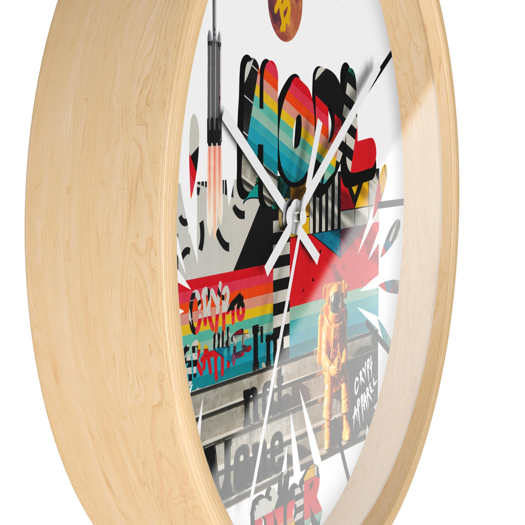 Urban Jungle Crypto Street Art Wall Clock — Crypt Apparel Colorful Urban Graffiti Timepiece
