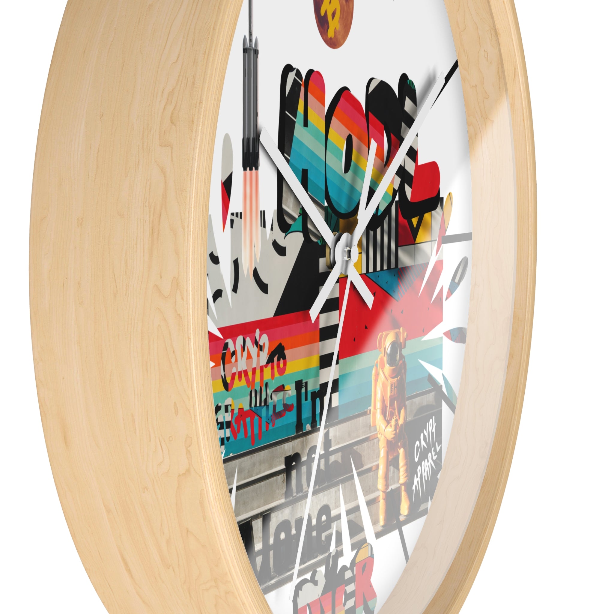 Urban Jungle Crypto Street Art Wall Clock — Crypt Apparel Colorful Urban Graffiti Timepiece