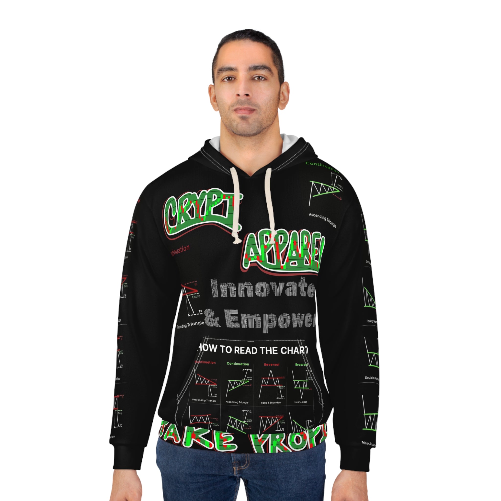 Charted Crypt Apparel Hoodie — 'Stop Loss Take Profit' All-Over-Print Pullover