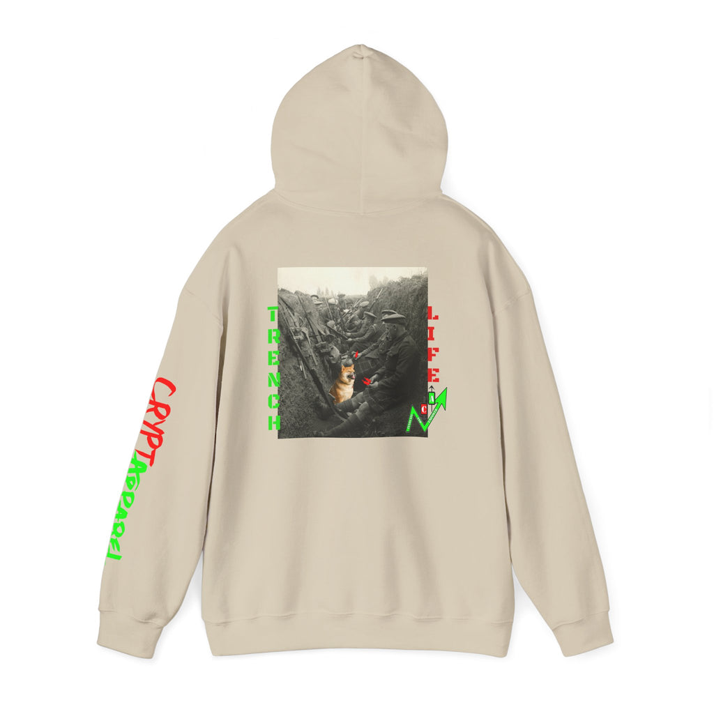 The Trenches Crypto Meme Hoodie — Crypt Apparel Trench Life Graphic Streetwear Hoodie