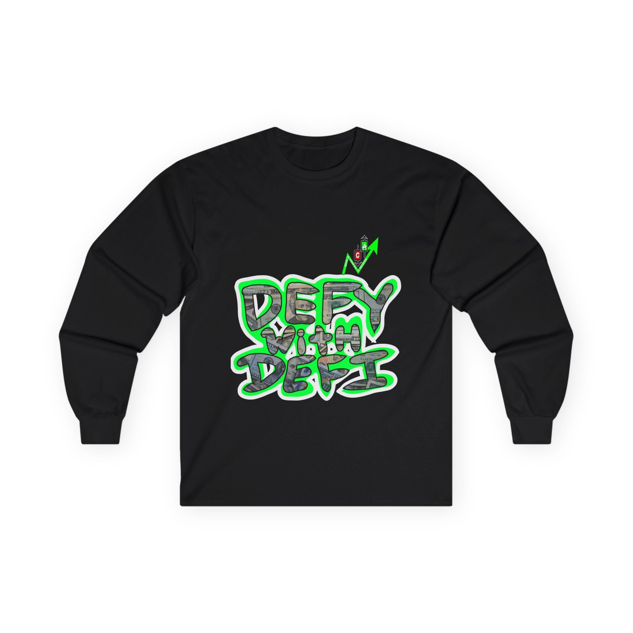 Defy With DeFi Crypto Inspired long sleeve tee | Crypt Apparel Graffiti Shirt
