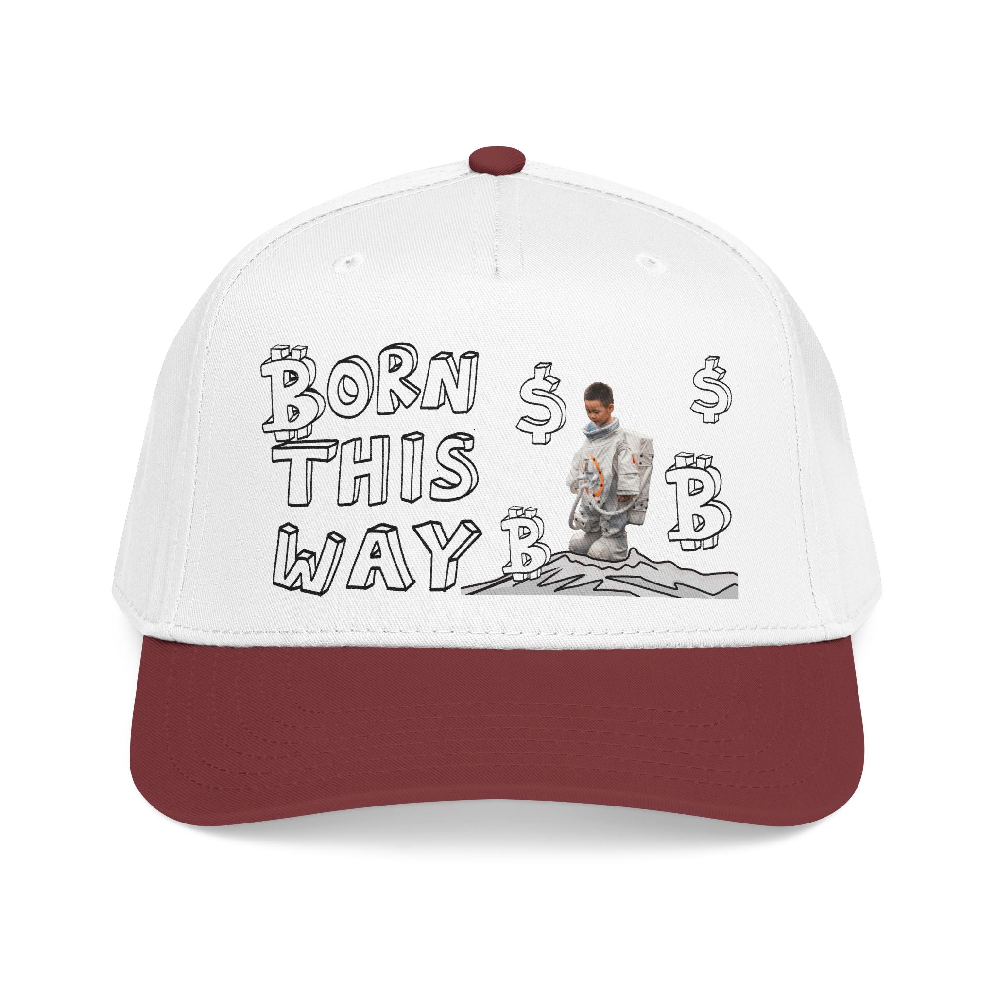 Born This Way graphic Mid Profile Baseball Cap | Crypt Apparel Bitcoin inspired art