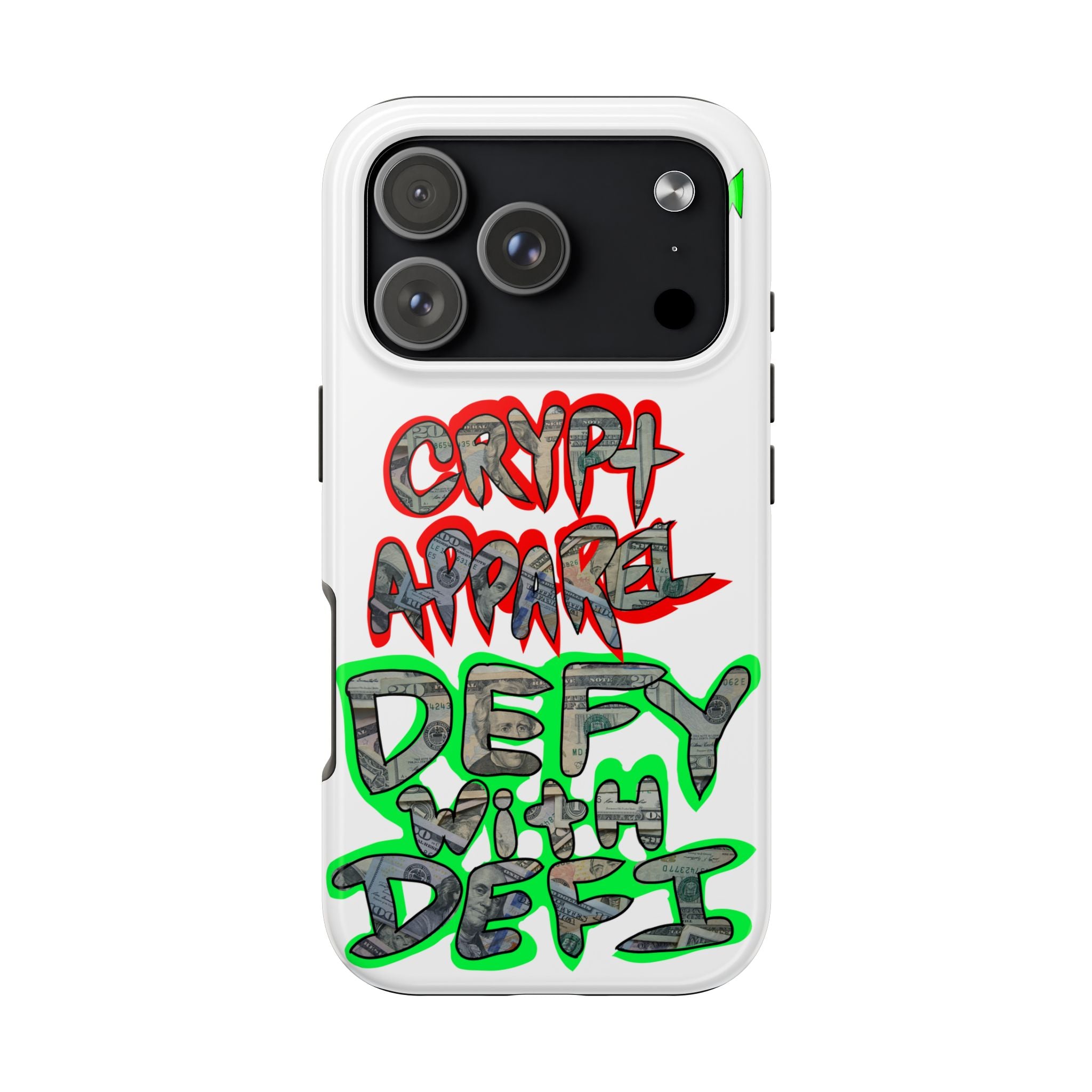 DEFY with DEFI Tough Phone Case — "Crypt Apparel: "Money" Graffiti Crypto Design