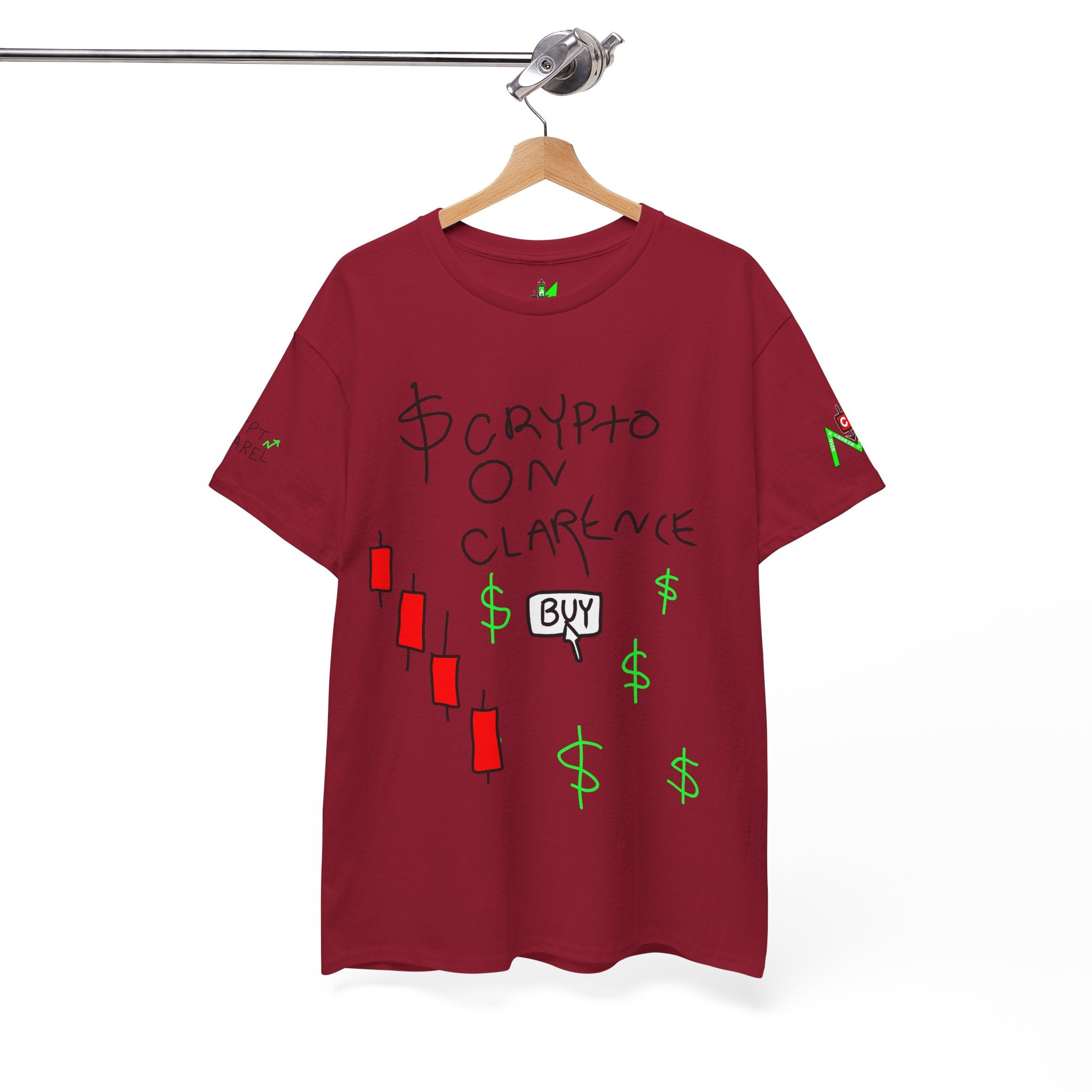 Crypto on Clarence Tee — "Crypt Apparel" / "crypto illiterate" Graphic Shirt