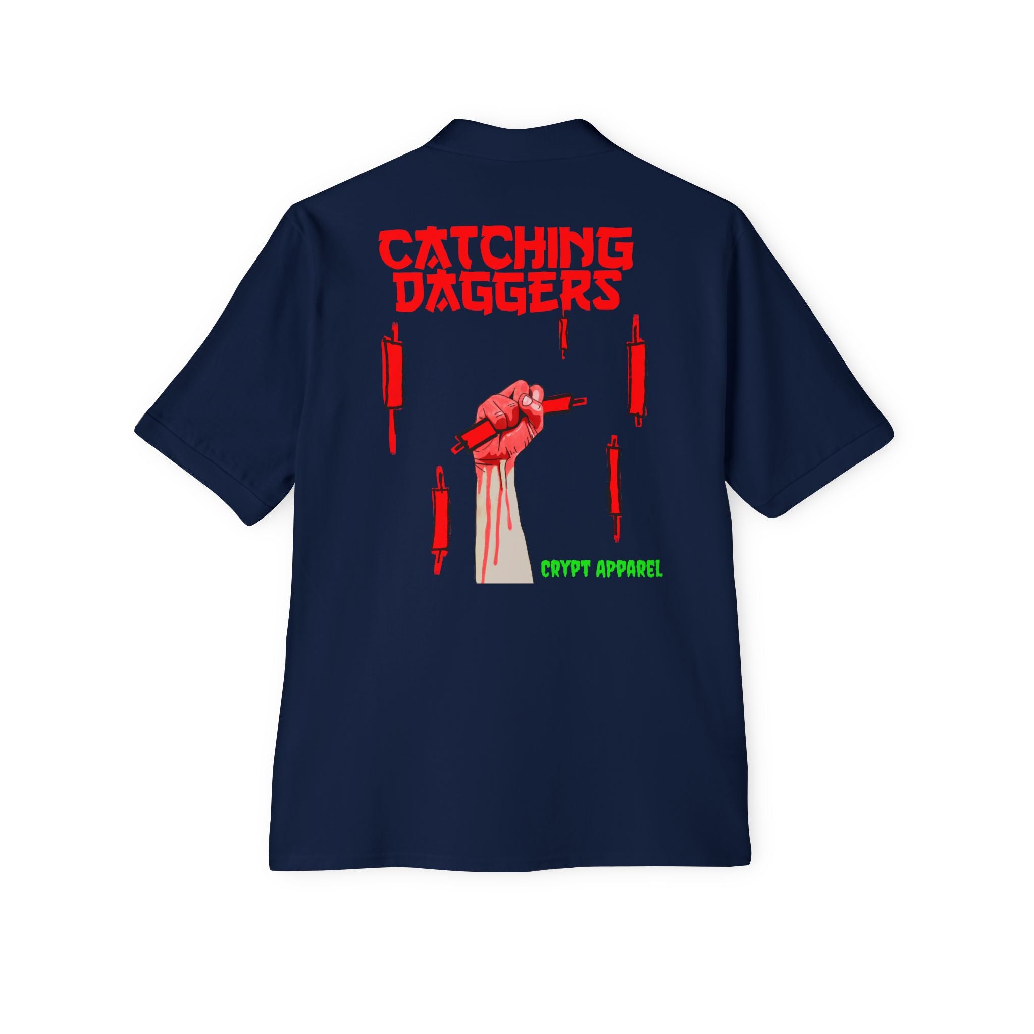 Catching Daggers Crypto Polo — Crypt Apparel Graphic Men's Piqué Shirt