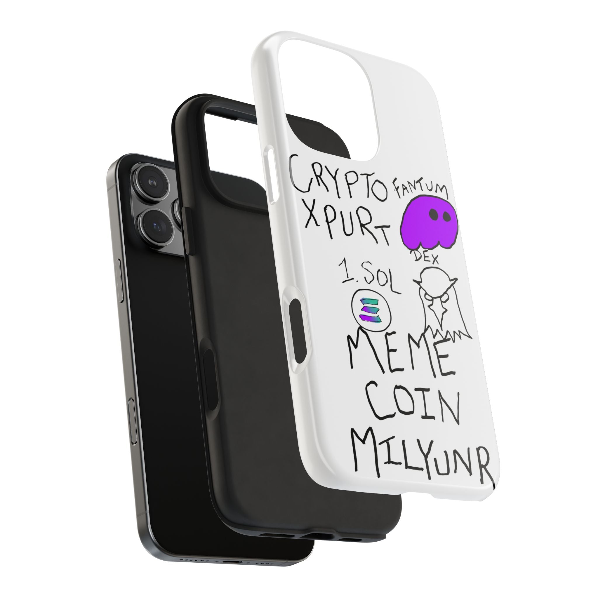 Meme Coin Millionaire Tough Phone Case — Crypto Meme Coin Doodle Design ("Meme Coin Milyunr")