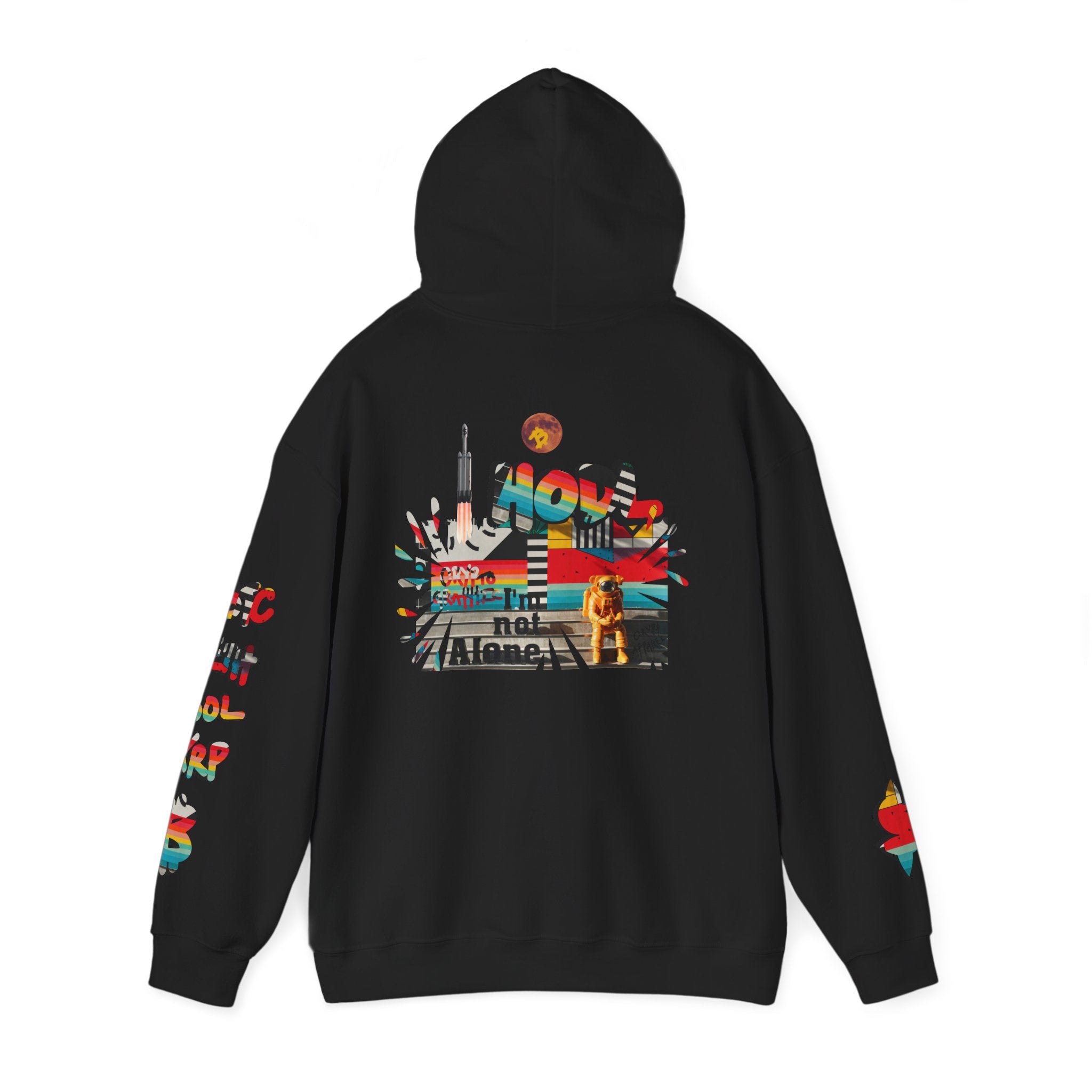 Urban Jungle Crypto Bitcoin Hoodie — Crypt Apparel Astronaut “Not Alone” Graphic Pullover