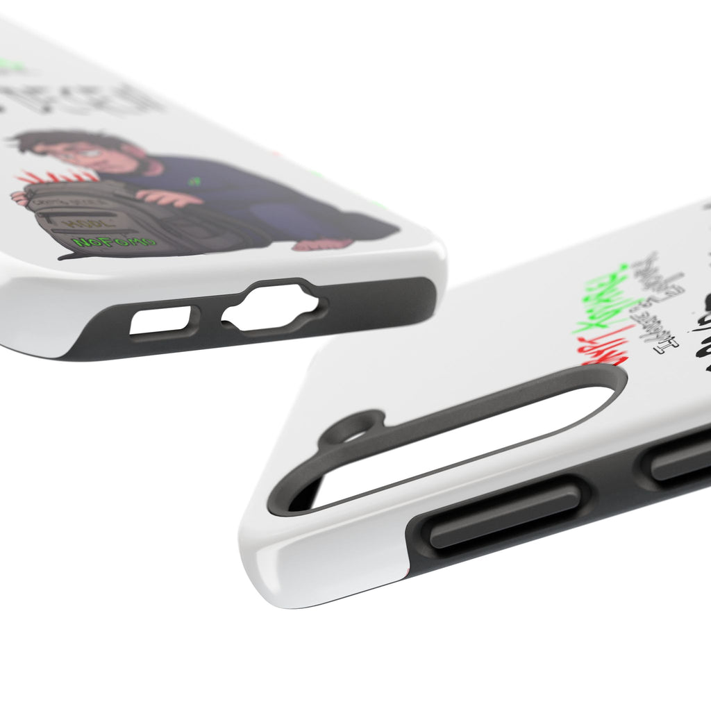 Crypto Degen Tough Phone Case — Cartoon HODL Backpack Design