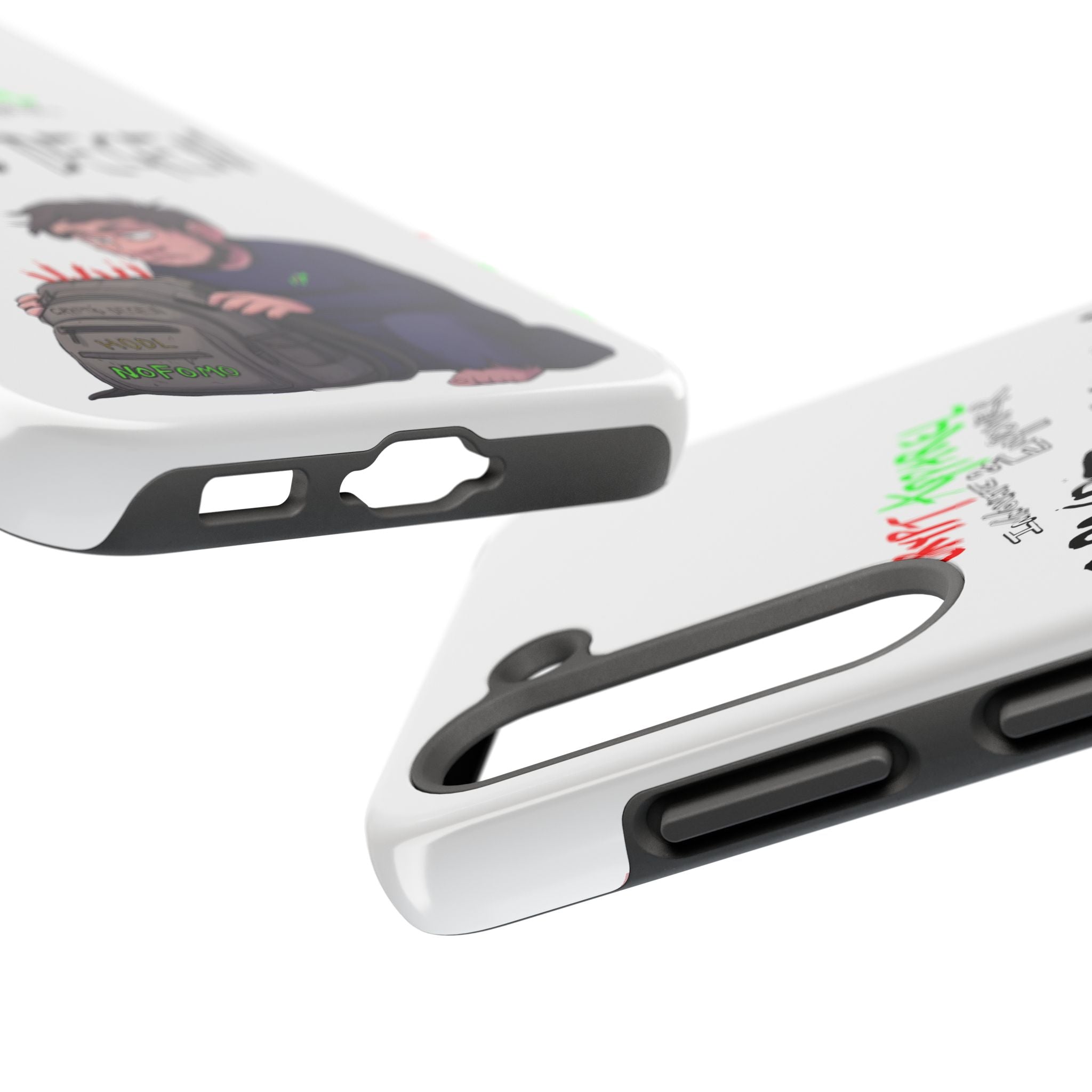 Crypto Degen Tough Phone Case — Cartoon HODL Backpack Design