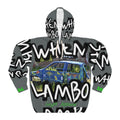 Crypto graphic design featuring graffiti car, when lambo slogan, DYOR, HODL by Crypt Apparel