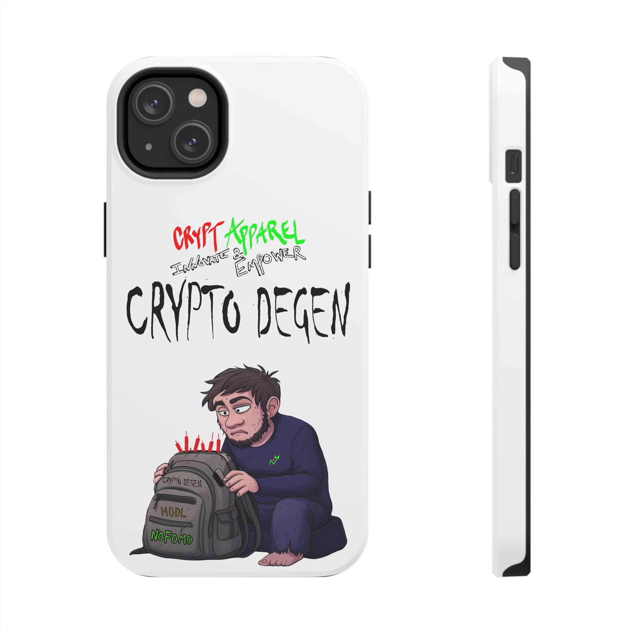 Crypto Degen Tough Phone Case — Cartoon HODL Backpack Design