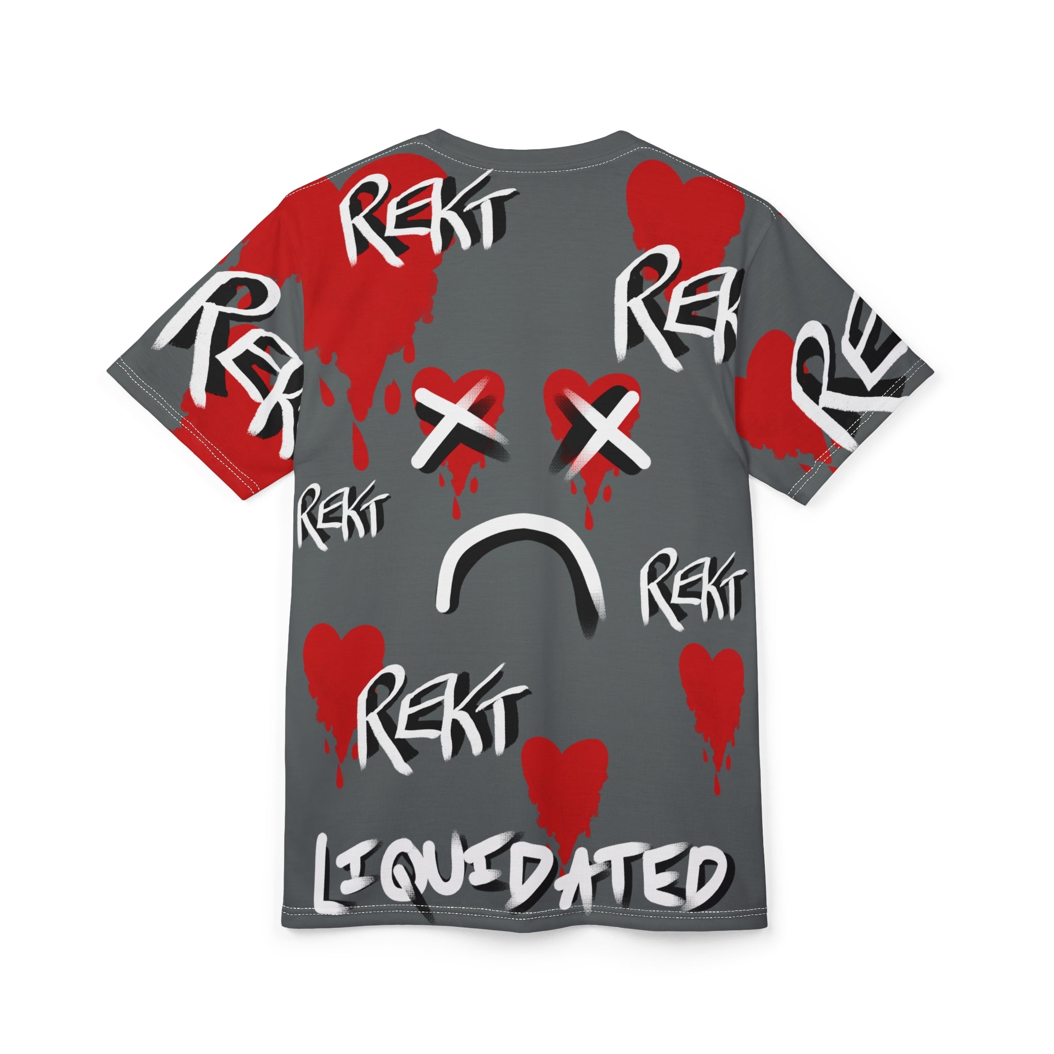 Crypto Rekt Portfolio Graphic Tee | Crypt Apparel REKT Heart All-Over Print