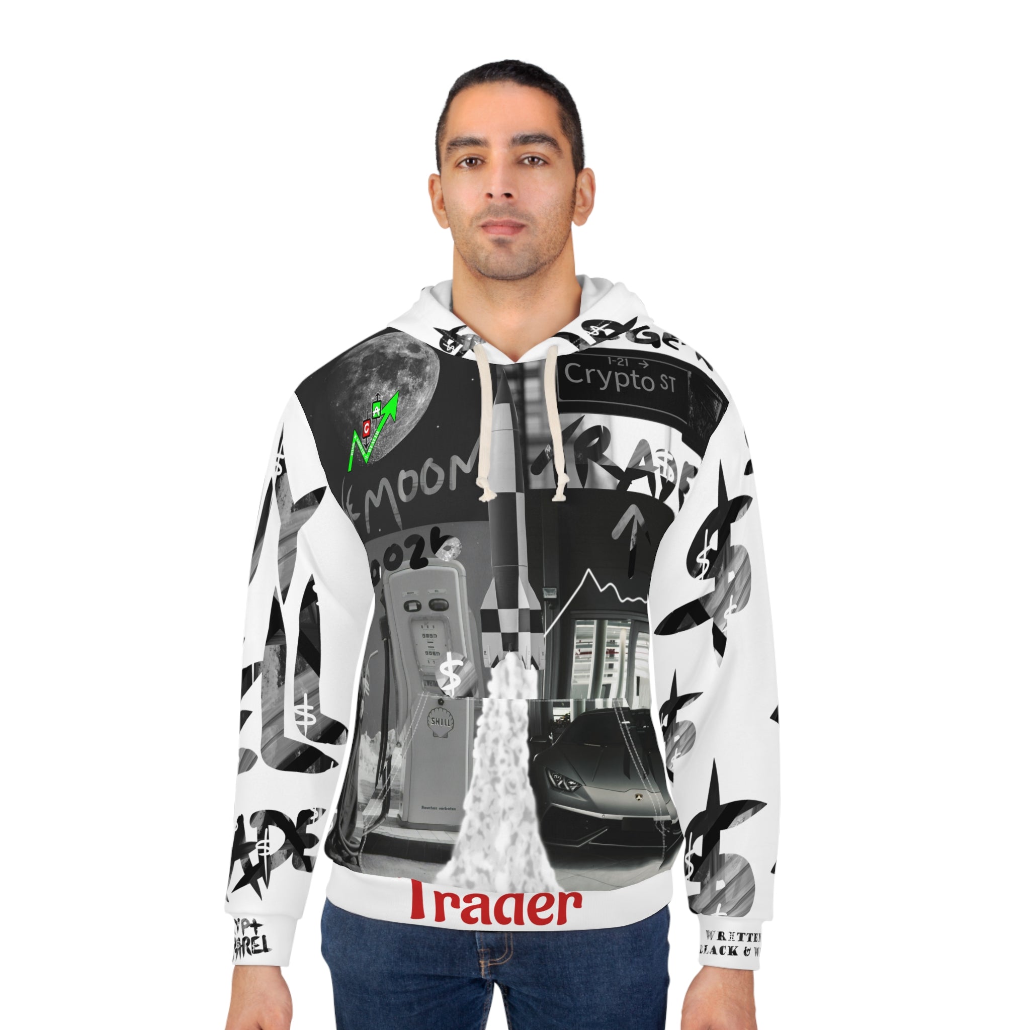 Crypto B&W Hoodie | Collage Streetwear, Crypt Apparel