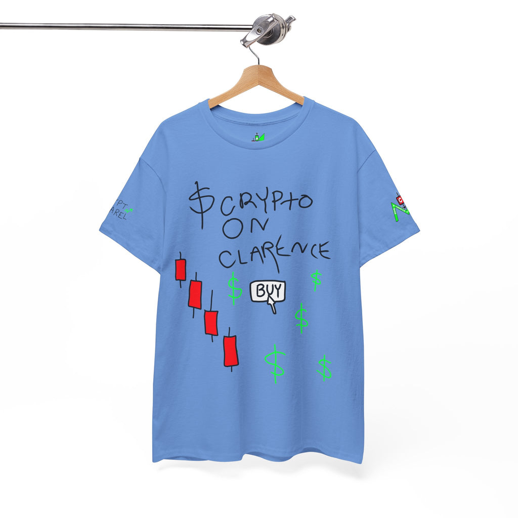Crypto on Clarence Tee — "Crypt Apparel" / "crypto illiterate" Graphic Shirt