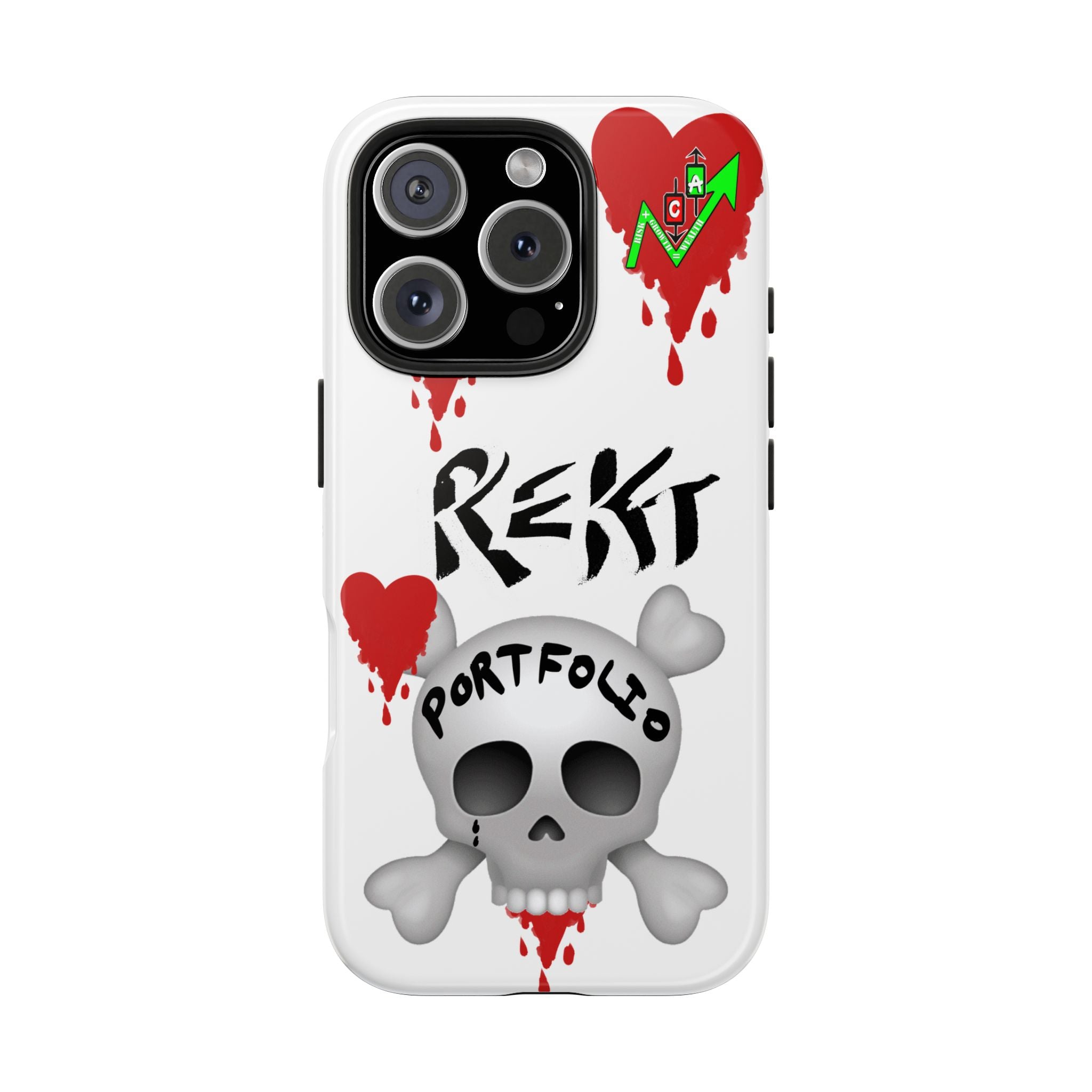 Rekt Portfolio Tough Phone Case — Skull & Dripping Heart Protective Cover