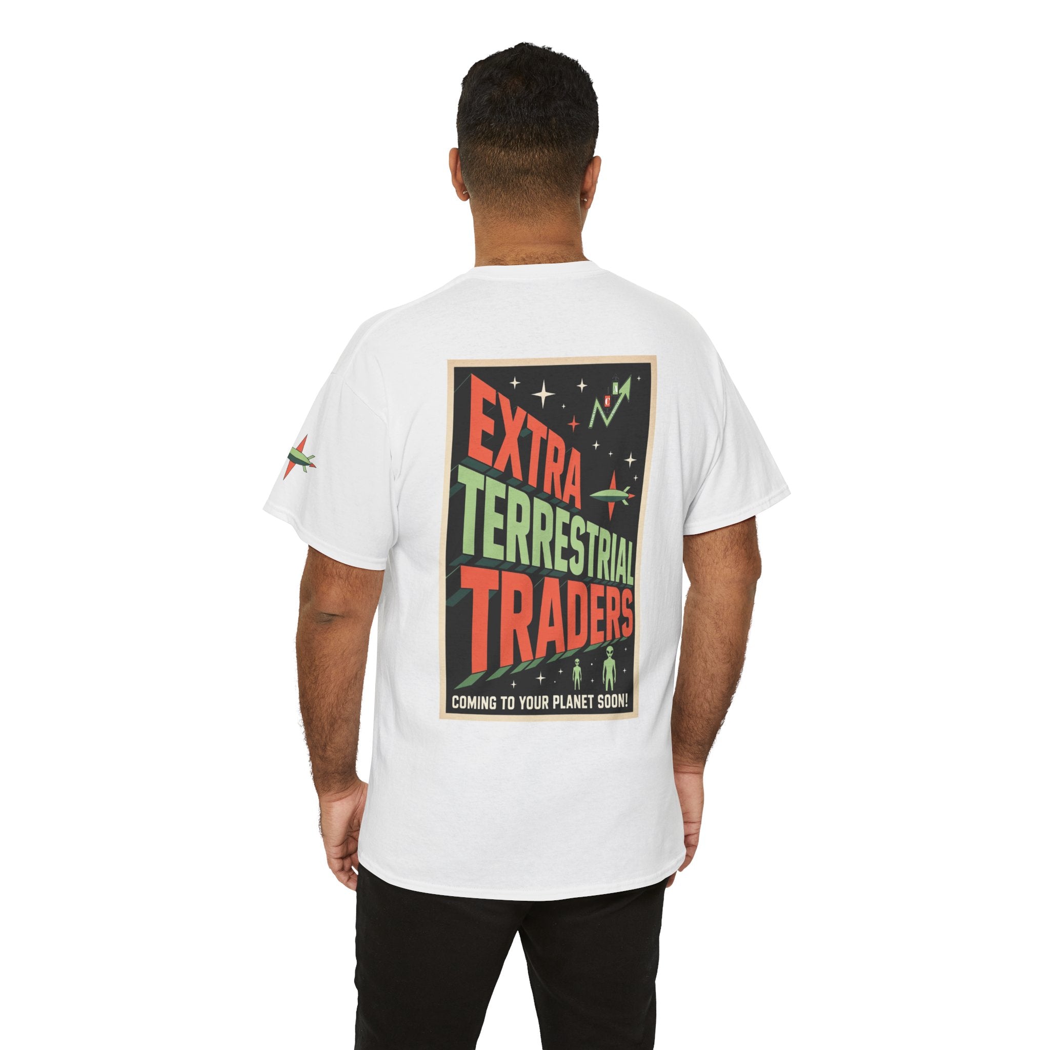 Extra Terrestrial Traders Crypto Graphic Tee — Retro Alien Poster Shirt