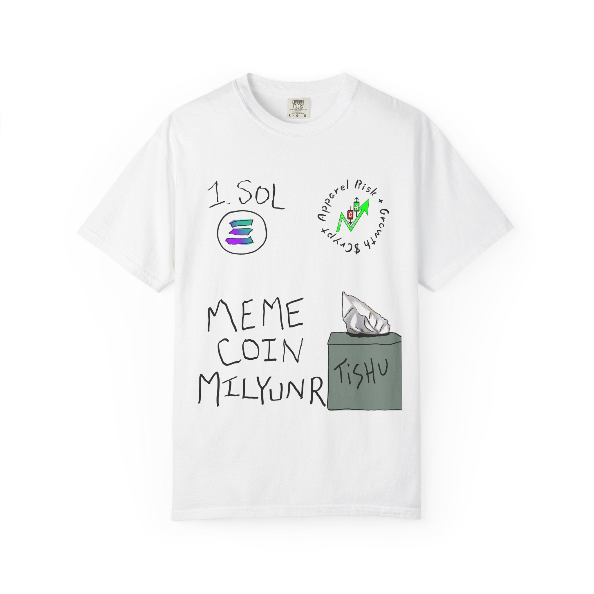 Meme coin inspired artistic T-shirt by Crypt Apparel