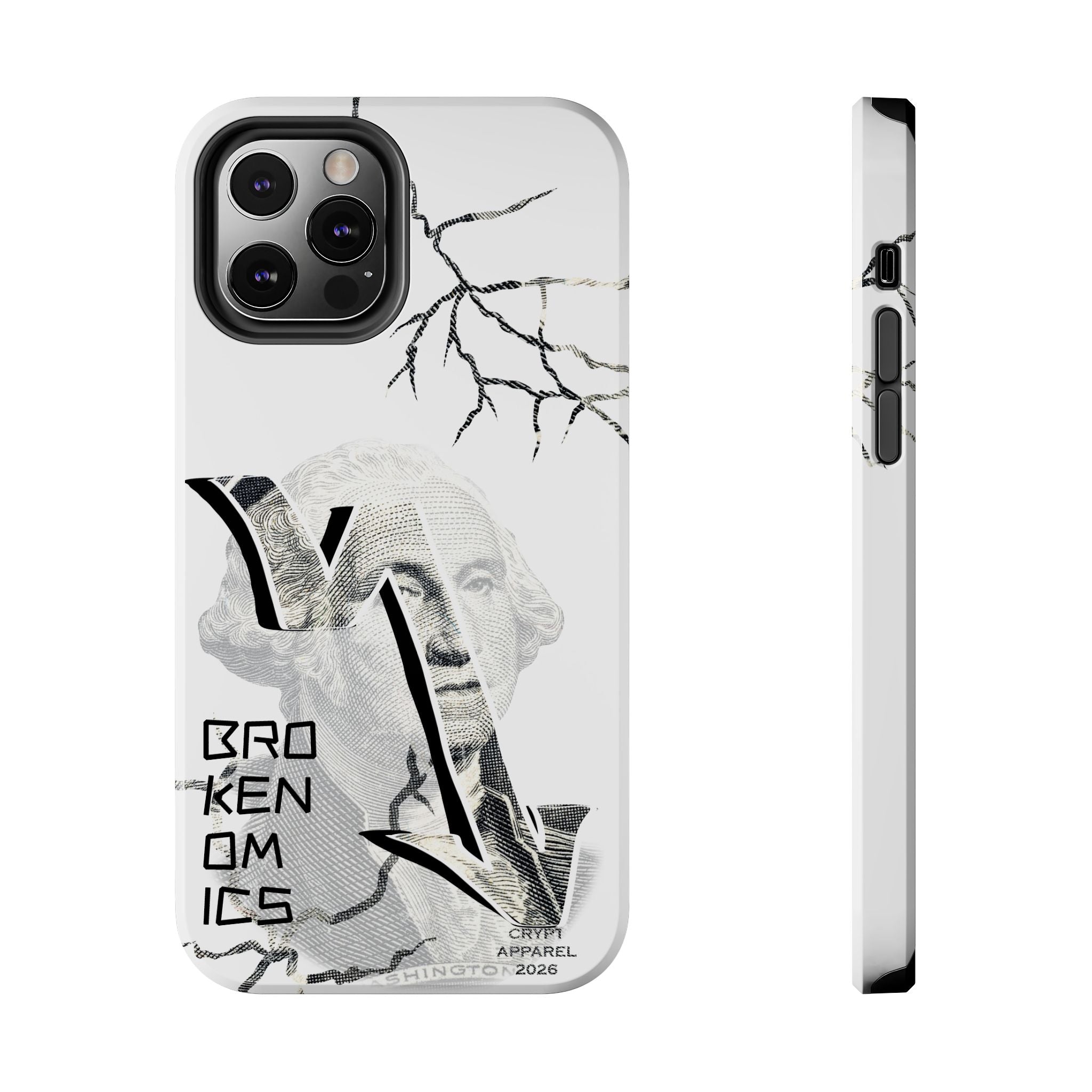 Brokenomics Crypto Tough Phone Case — 'Crypt Apparel' Cracked Dollar Graphic Protective Cover