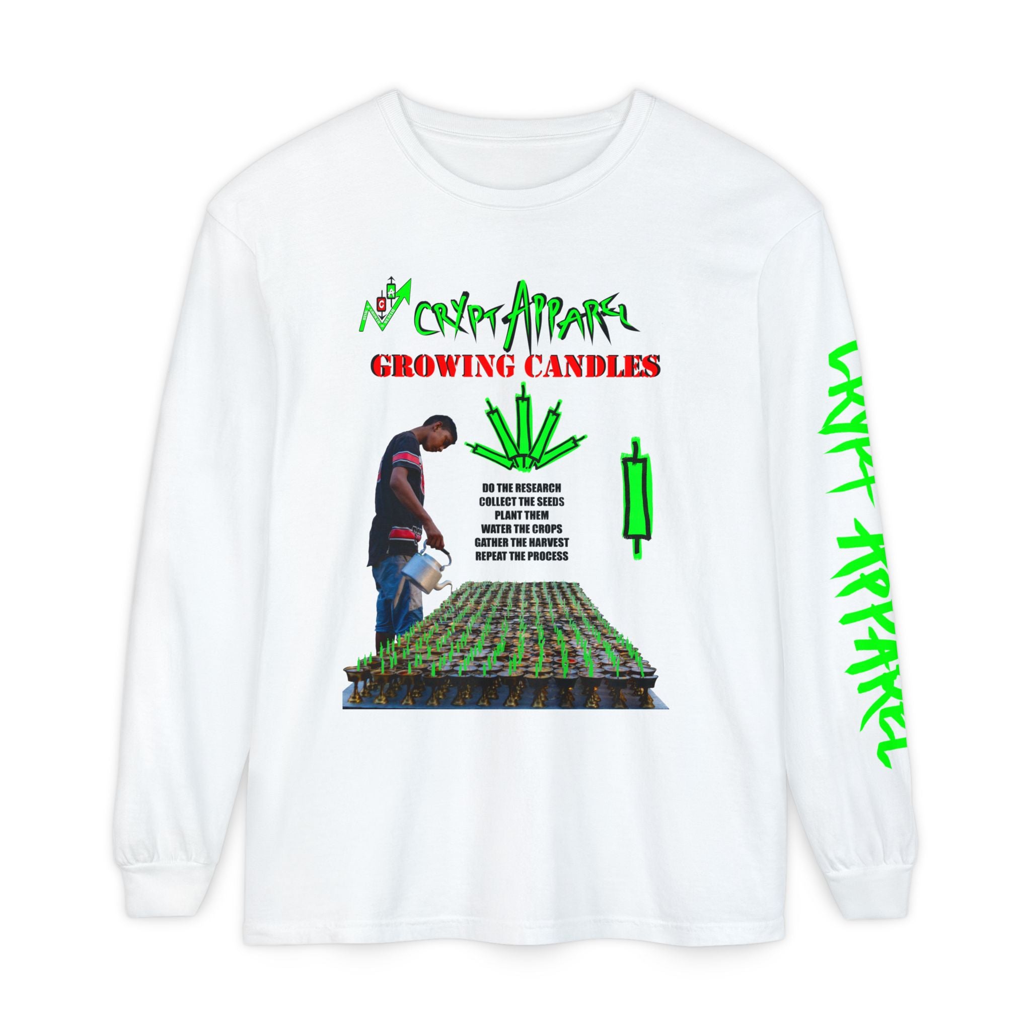 Growing Candles Long Sleeve Tee — "Crypt Apparel" Nurturing Growth