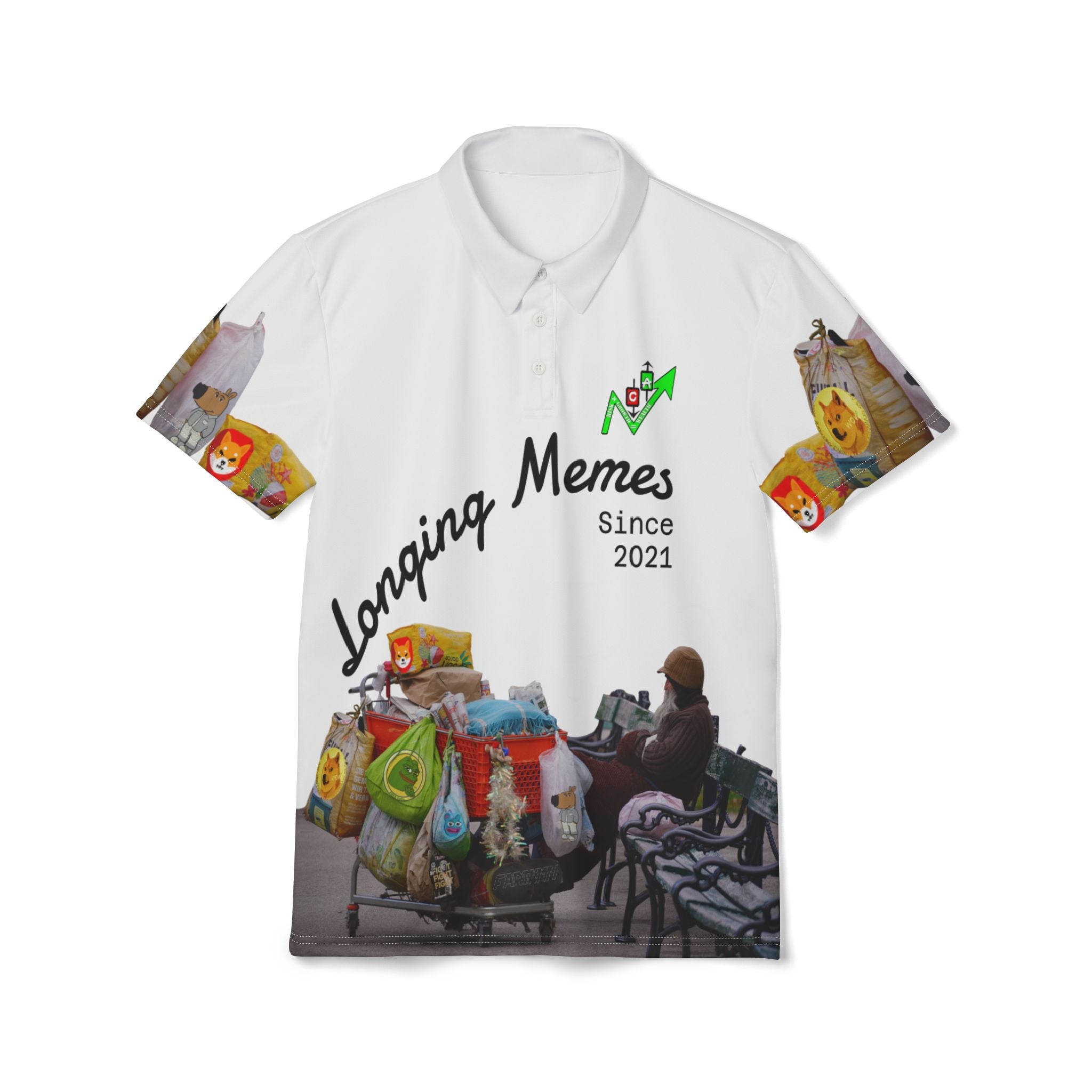 Bag Holders Polo Shirt — 'Crypt Apparel' Meme Coin All-Over Print