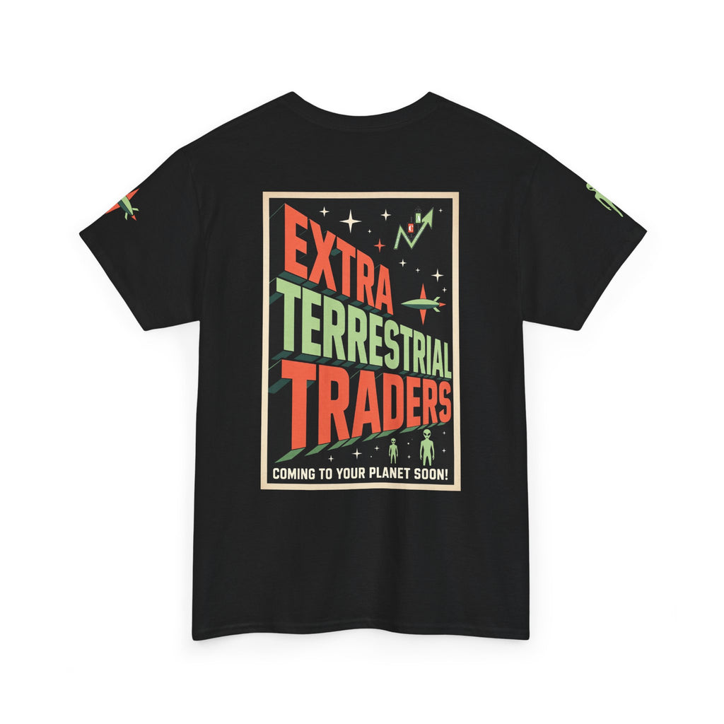 Extra Terrestrial Traders Crypto Graphic Tee — Retro Alien Poster Shirt