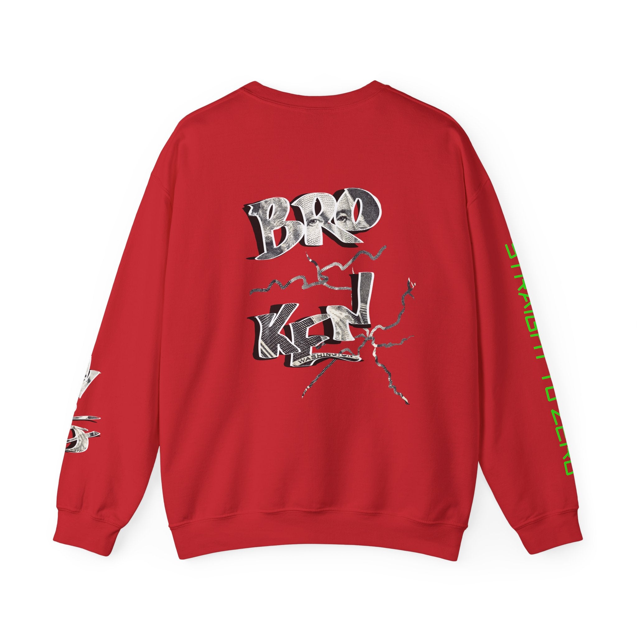 Brokenomics Crypto Crewneck Sweatshirt — Crypt Apparel Graphic Pullover with Neon Green Accents