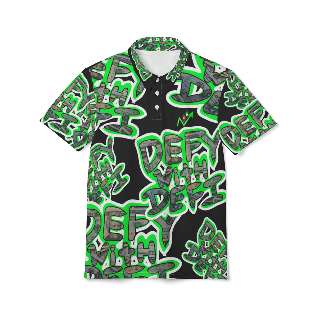 Defy with Defi Graffiti Polo Shirt | Crypt Apparel All-Over Print Streetwear