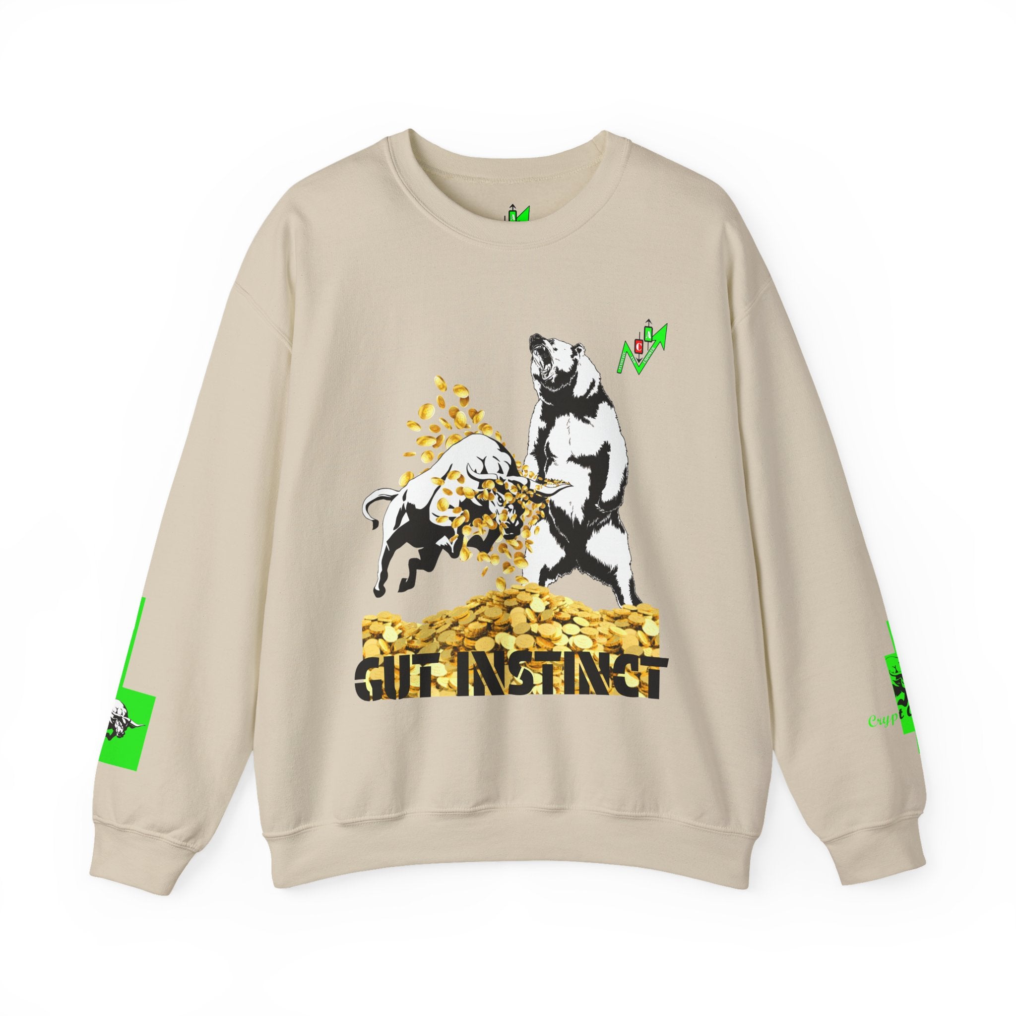 Gut Instinct Bull vs Bear Crypto Crewneck - Slay The Bears Market Sweatshirt