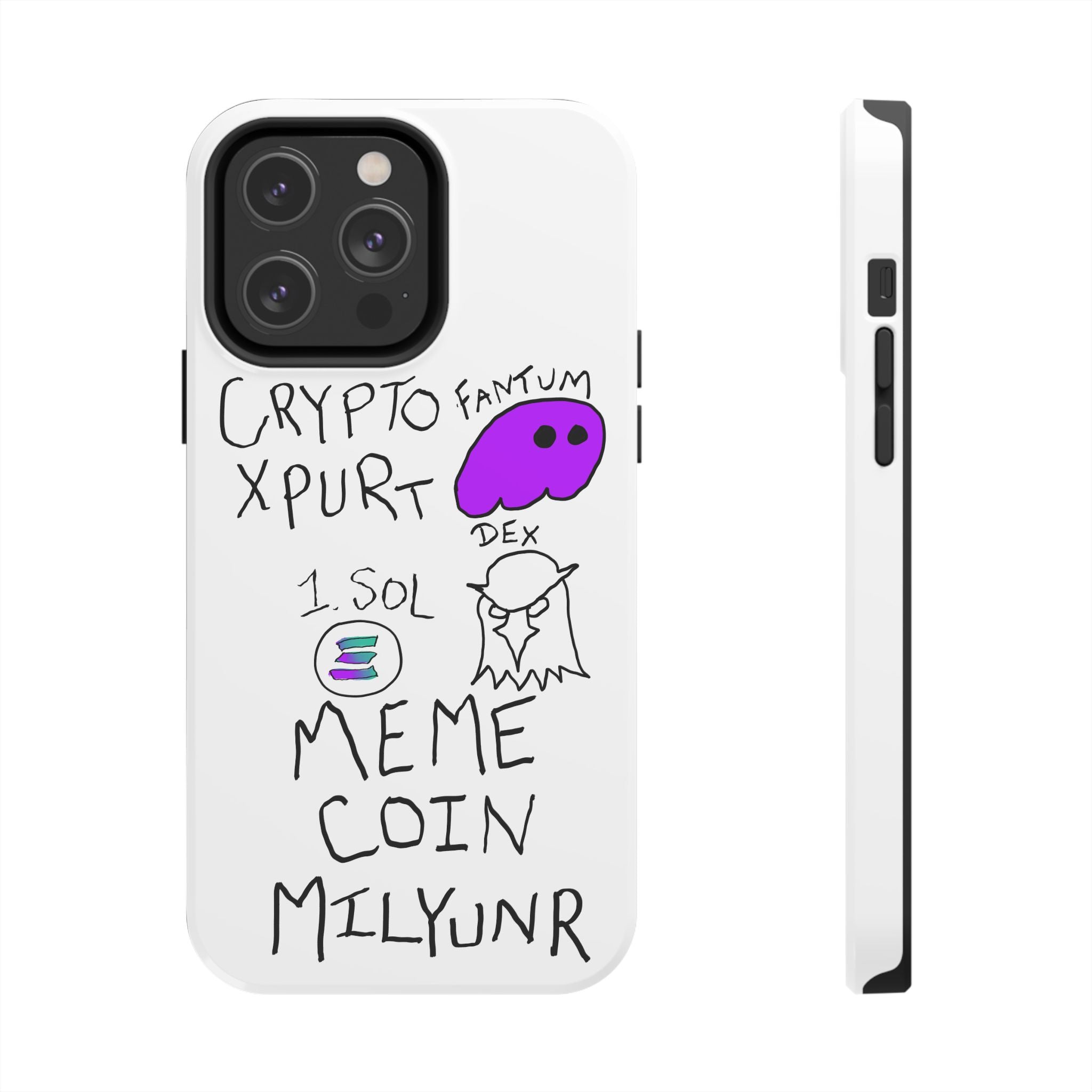 Meme Coin Millionaire Tough Phone Case — Crypto Meme Coin Doodle Design ("Meme Coin Milyunr")