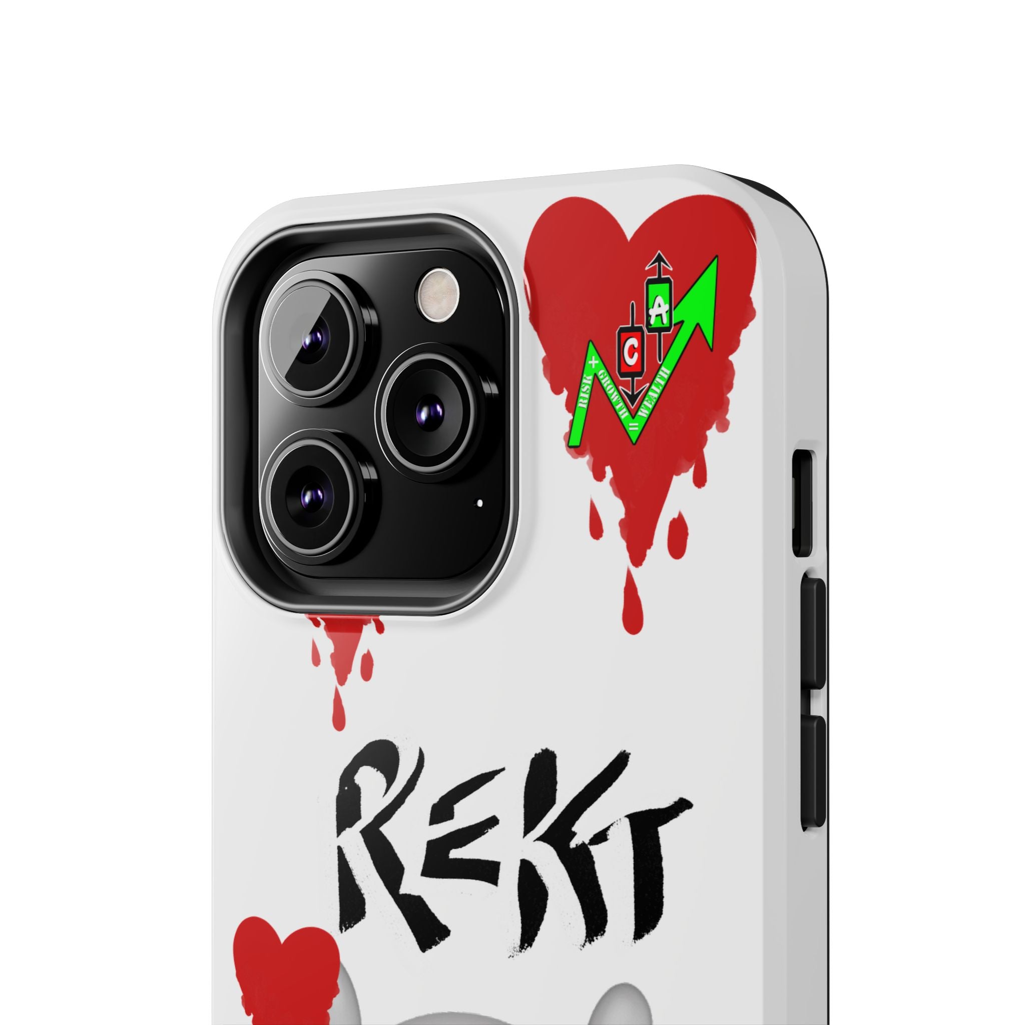 Rekt Portfolio Tough Phone Case — Skull & Dripping Heart Protective Cover