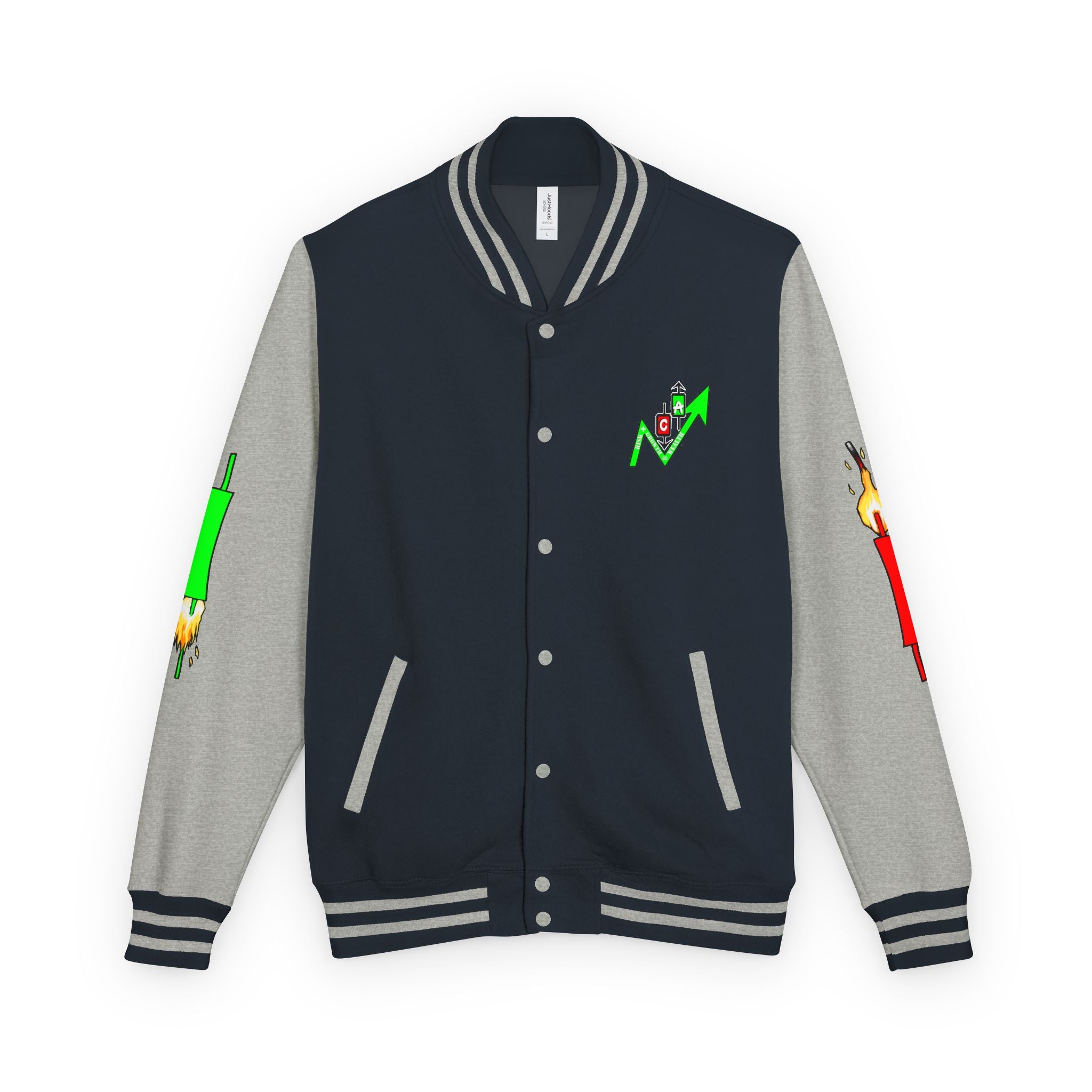 Crypt Apparel Letterman Jacket — 'Crypto Trader' Neon Graffiti Varsity Jacket
