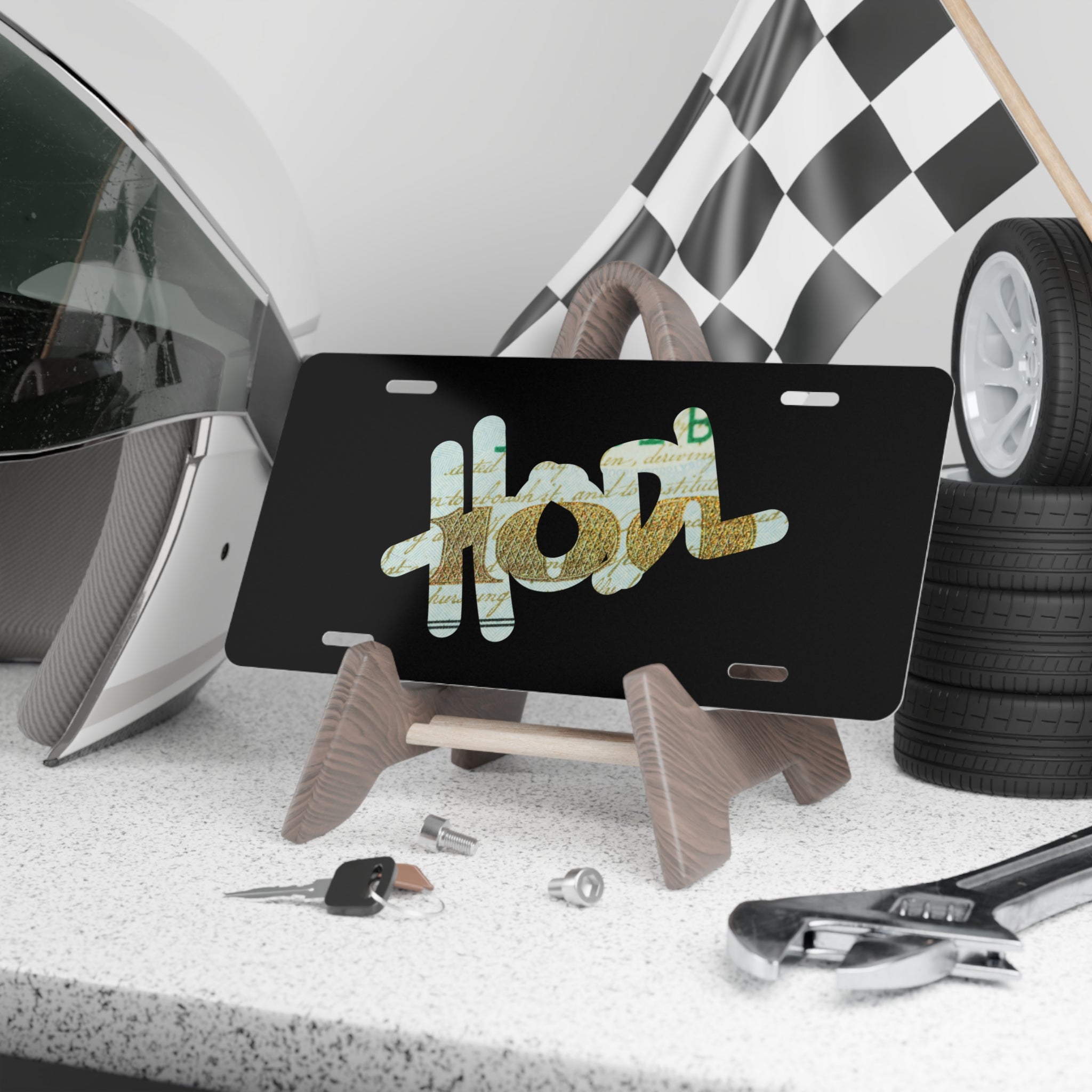 HODL Crypto Graffiti Script Vanity License Plate — Crypt Apparel Car Decor