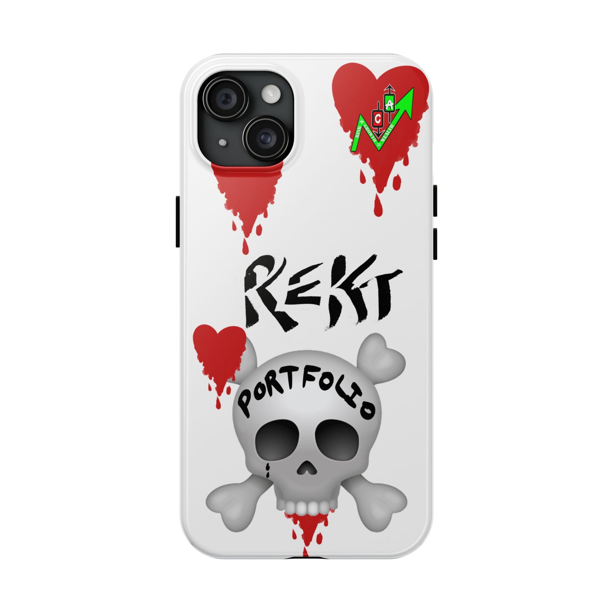 Rekt Portfolio Tough Phone Case — Skull & Dripping Heart Protective Cover