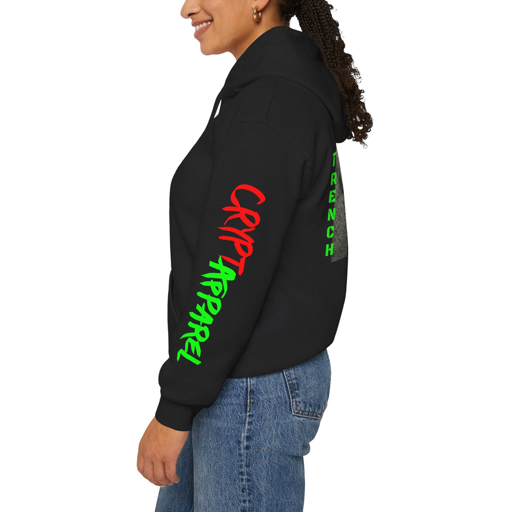 The Trenches Crypto Meme Hoodie — Crypt Apparel Trench Life Graphic Streetwear Hoodie