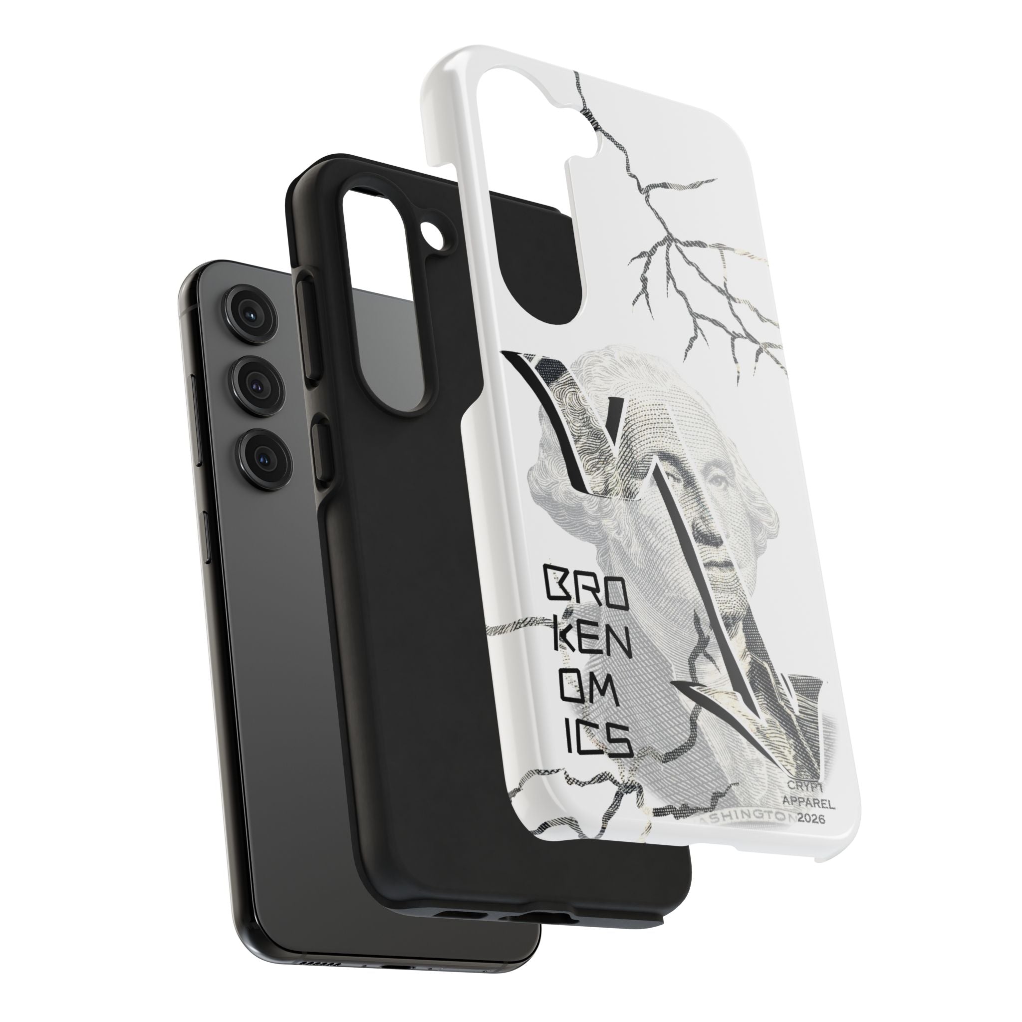 Brokenomics Crypto Tough Phone Case — 'Crypt Apparel' Cracked Dollar Graphic Protective Cover