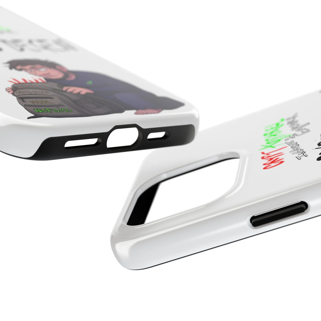 Crypto Degen Tough Phone Case — Cartoon HODL Backpack Design