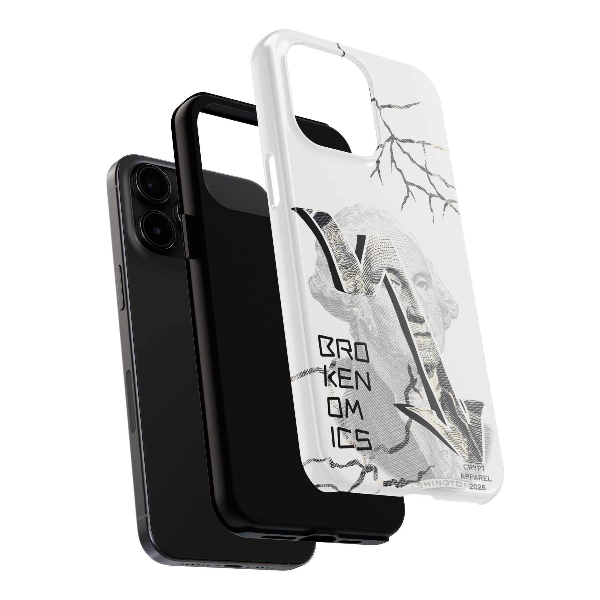 Brokenomics Crypto Tough Phone Case — 'Crypt Apparel' Cracked Dollar Graphic Protective Cover