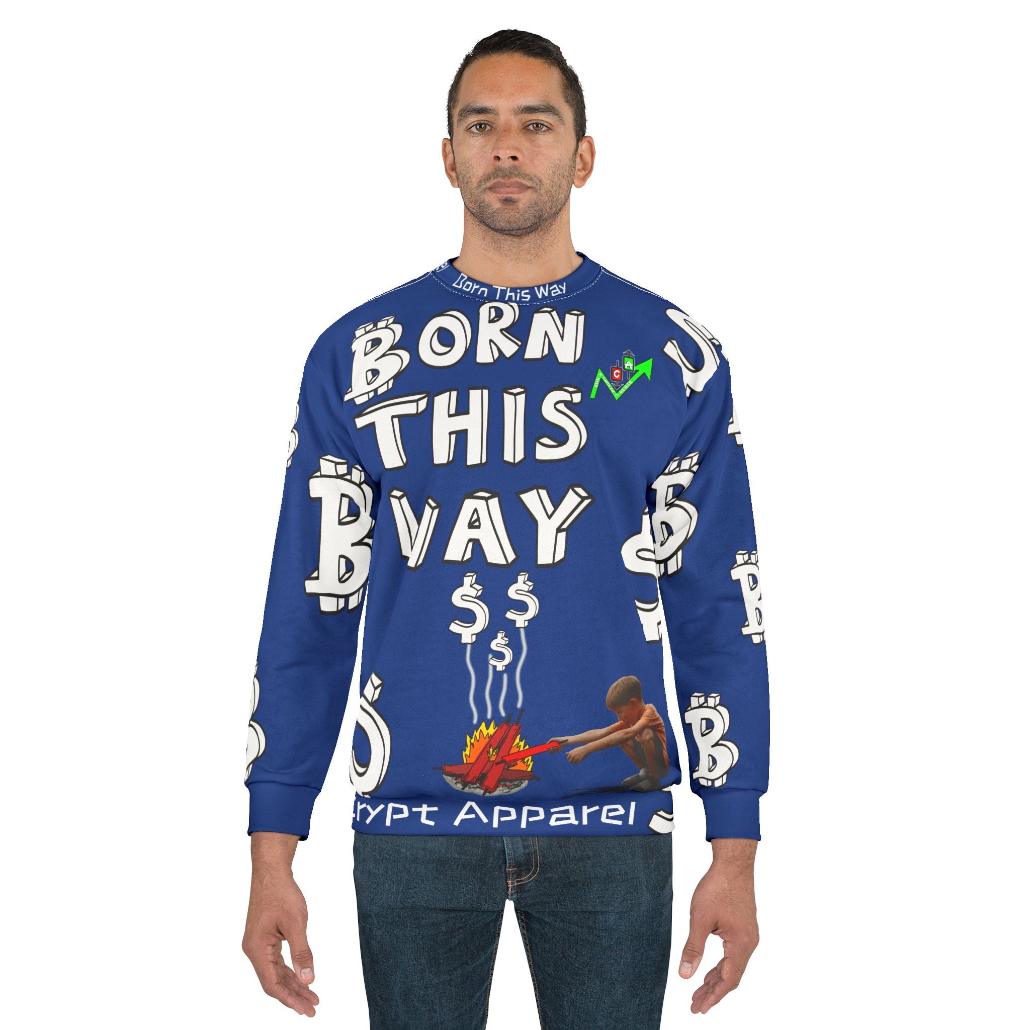 Born This Way Crypto symbols sweatshirt | Crypt Apparel all-over print