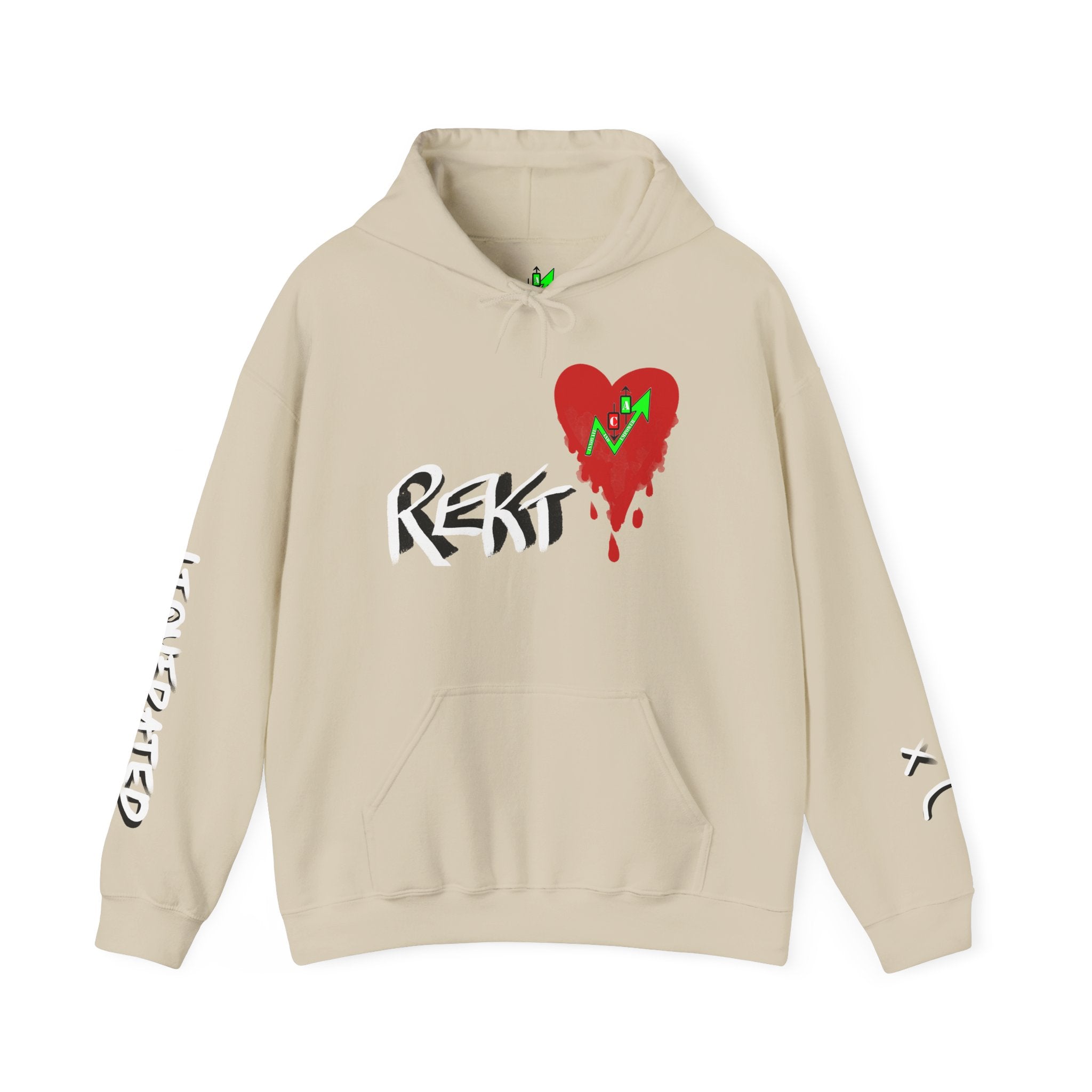 Rekt Portfolio Crypto Trading Hoodie – Crypt Apparel Skull Heart Graffiti Streetwear Pullover