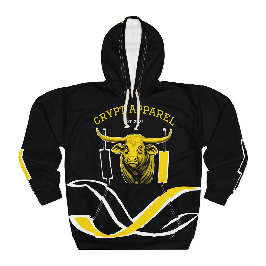 Golden Cross Crypto Bull Market Graphic Hoodie — "Crypt Apparel" Full Port Pullover