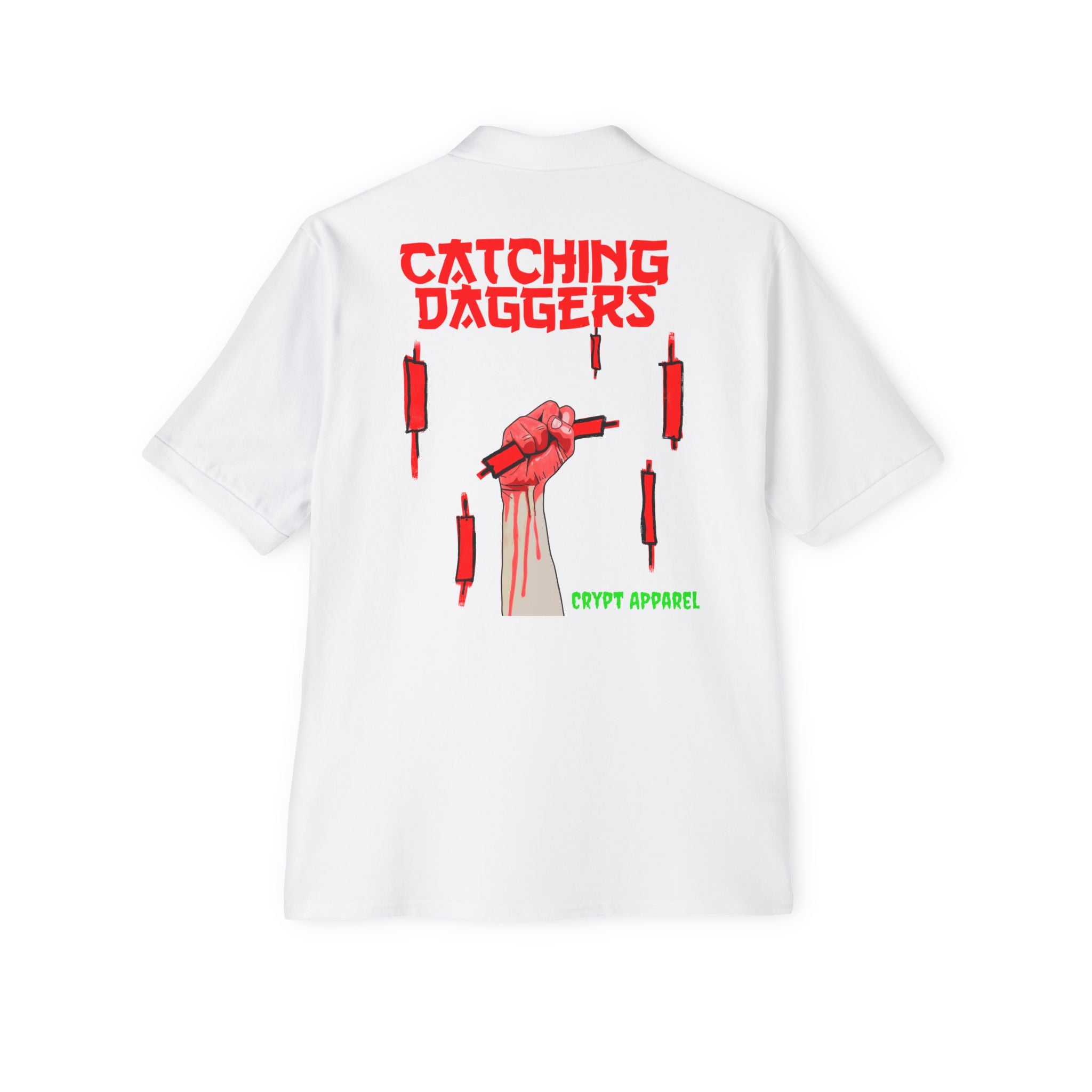 Catching Daggers Crypto Polo — Crypt Apparel Graphic Men's Piqué Shirt